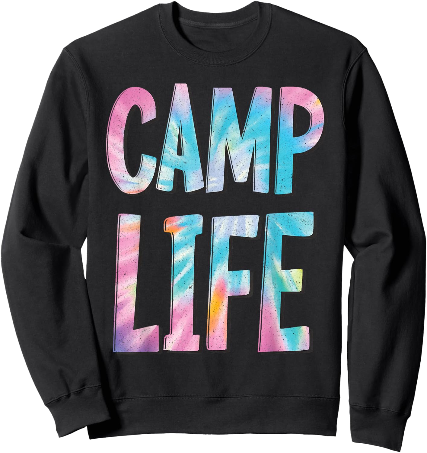 Camp Life Tie-Die Summer Top for Girls Summer Camp Shirt Sweatshirt - Sweatshirt | Black