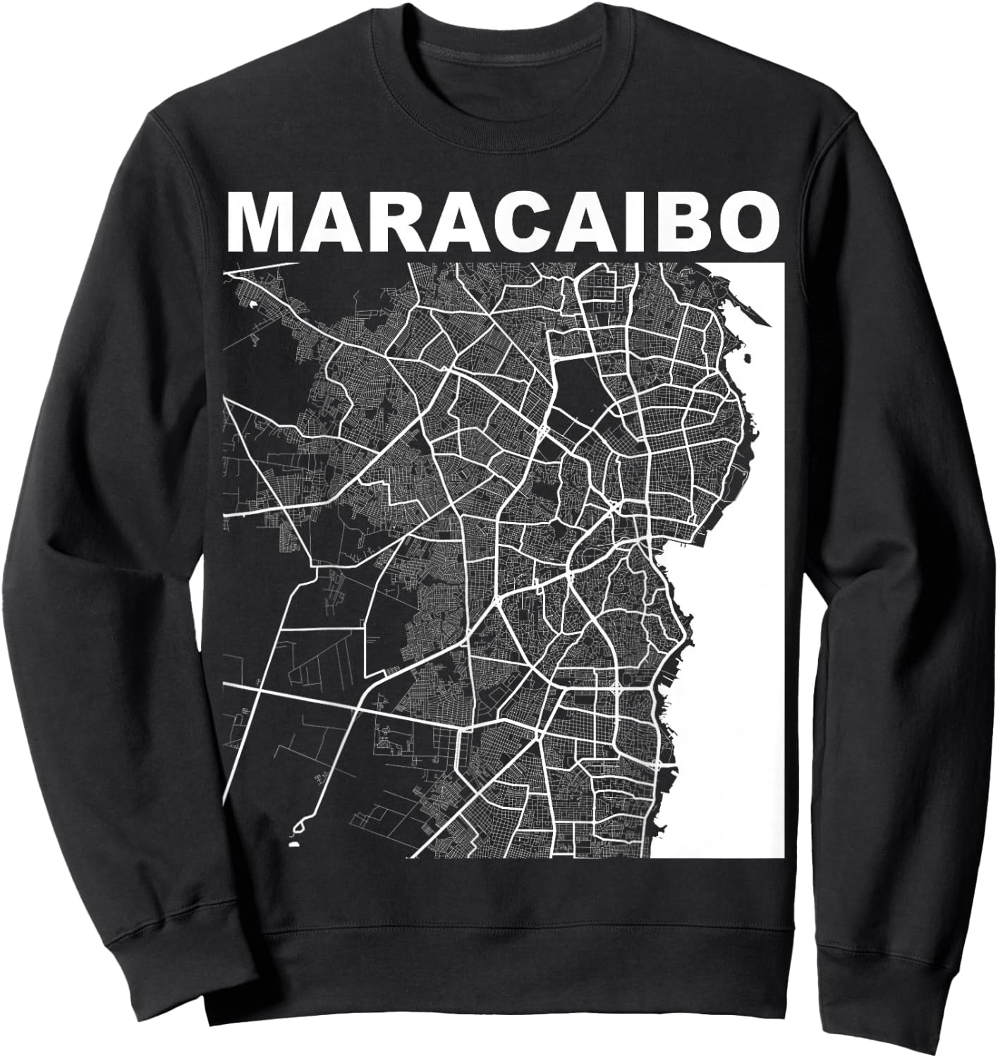 Venezuela Souvenir Maracaibo City Street Map Sweatshirt - Sweatshirt | Black