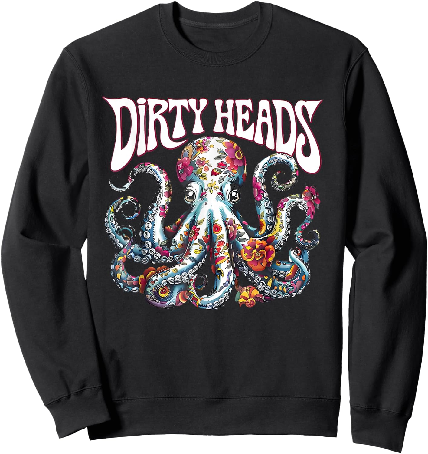 Octopus Lover Floral Octopus Ocean Sea Animal Dirty Heads Sweatshirt - Sweatshirt | Black