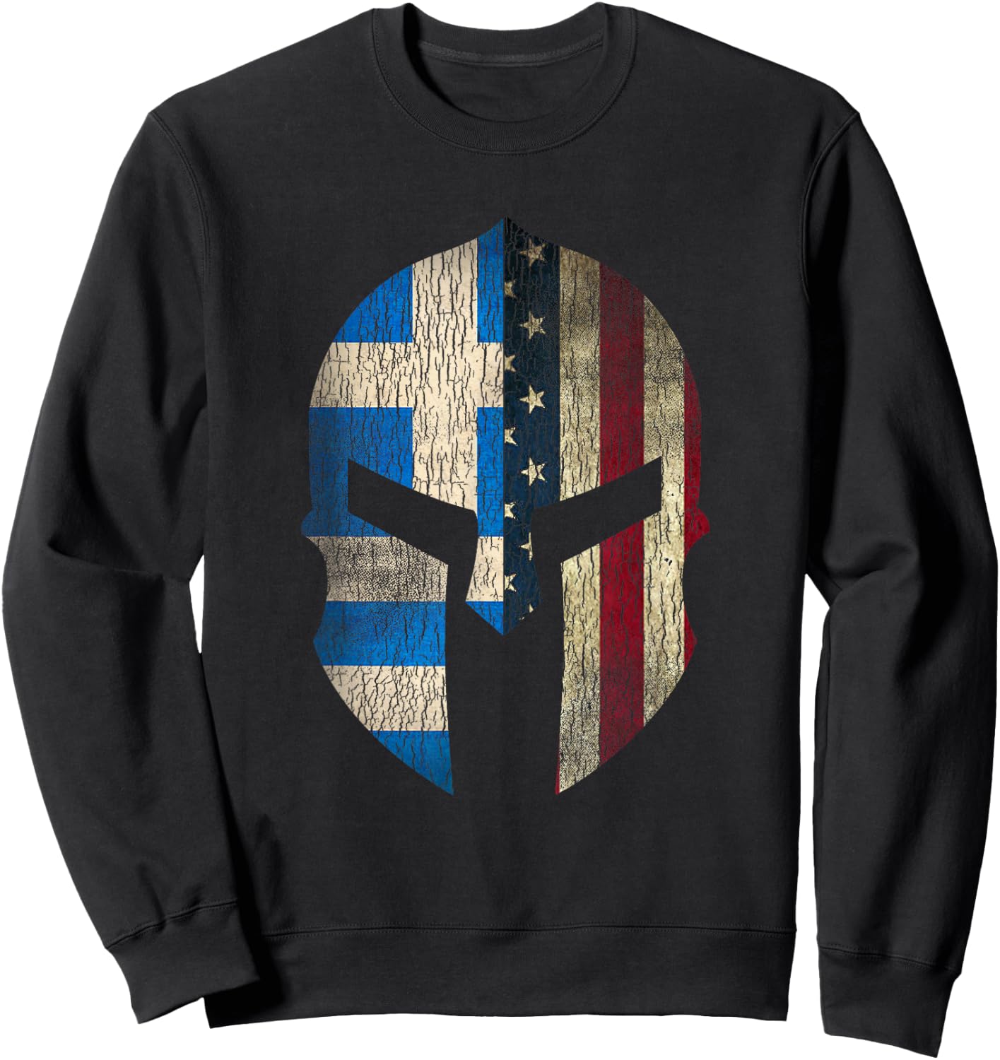 Greek American Pride - Greece Spartan Helmet Sweatshirt - Sweatshirt | Black