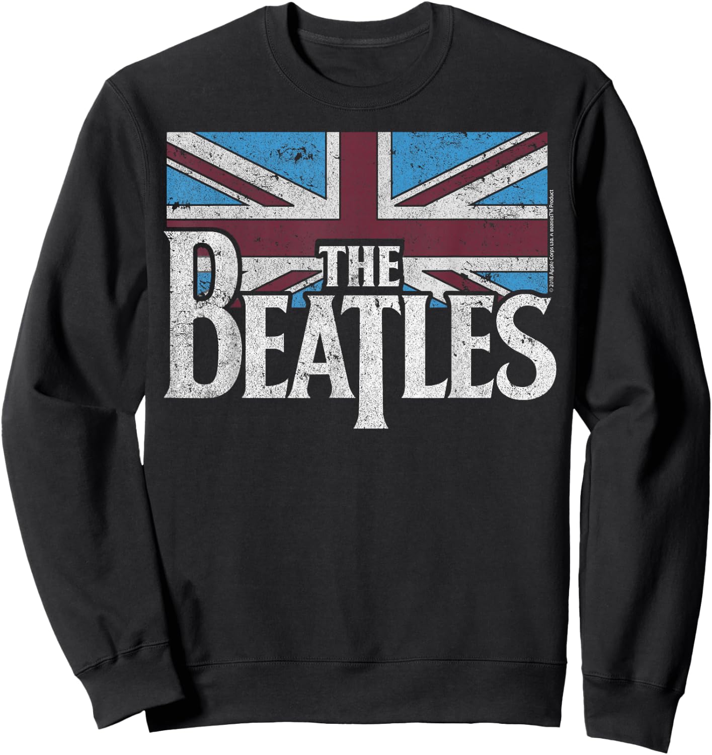 The Beatles British Flag Red, White, and Blue Short Sleeve Sweatshirt - Sweatshirt | Black
