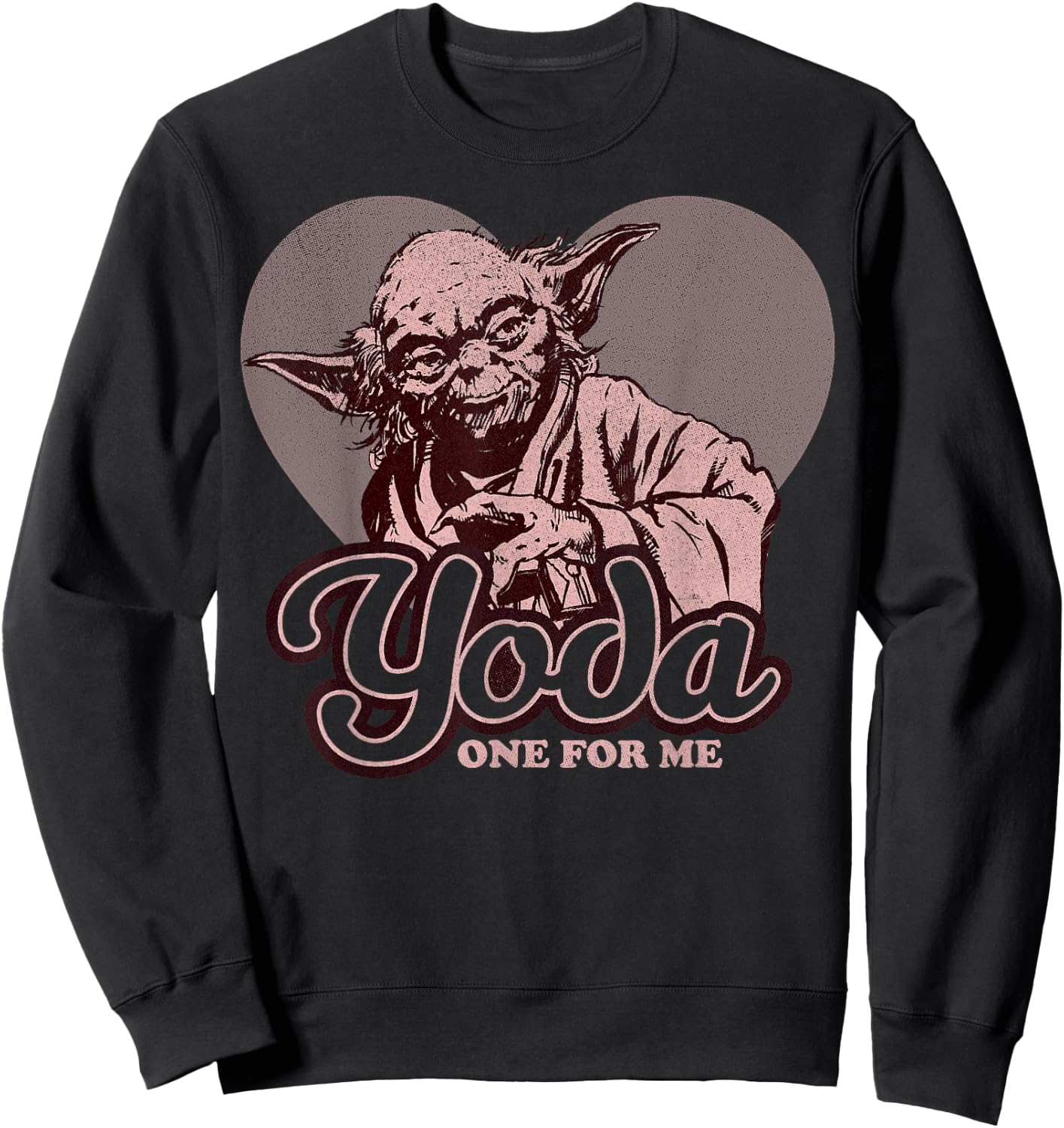 Star Wars Yoda One For Me Heart Vintage Graphic Sweatshirt - Sweatshirt | Black