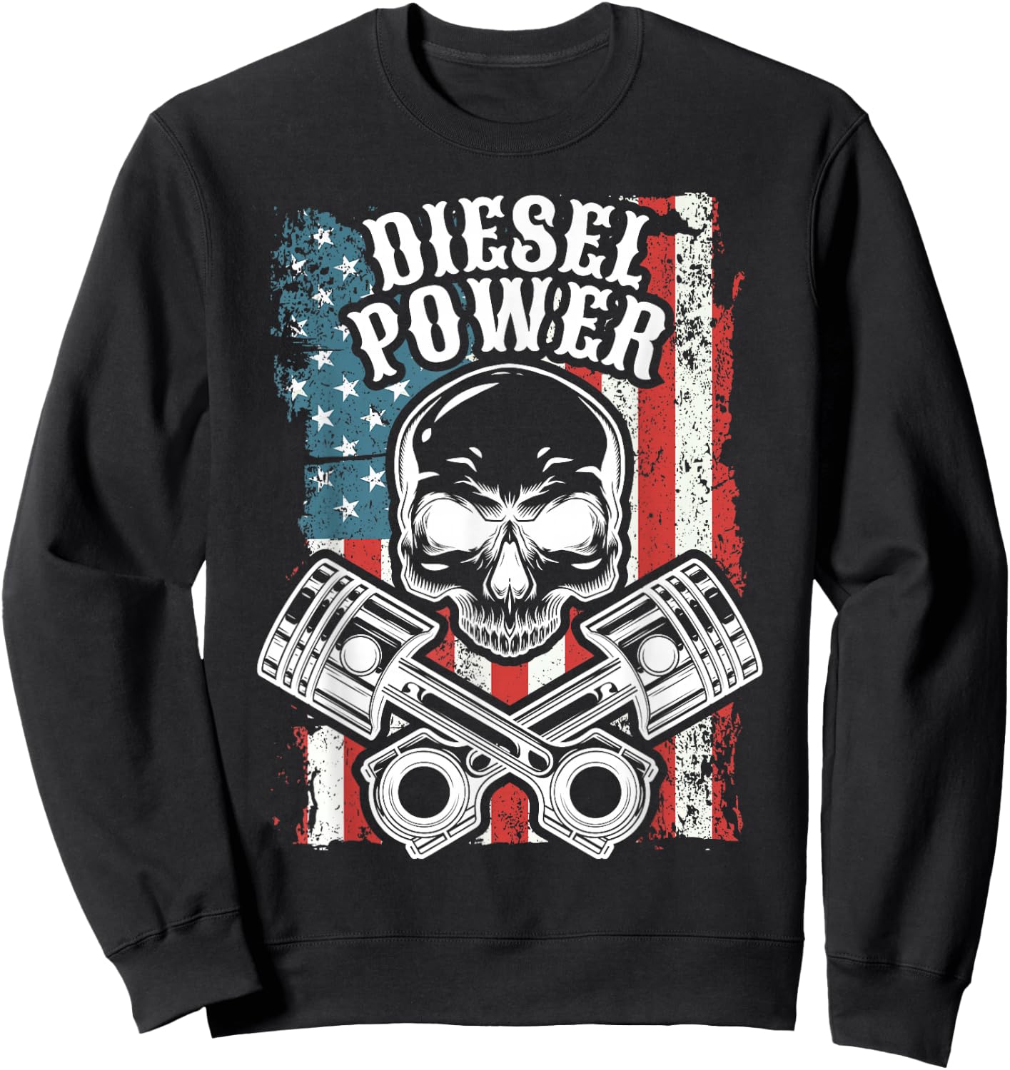 Truck And Car Mechanic USA Flag Sweatshirt - Sweatshirt | Black