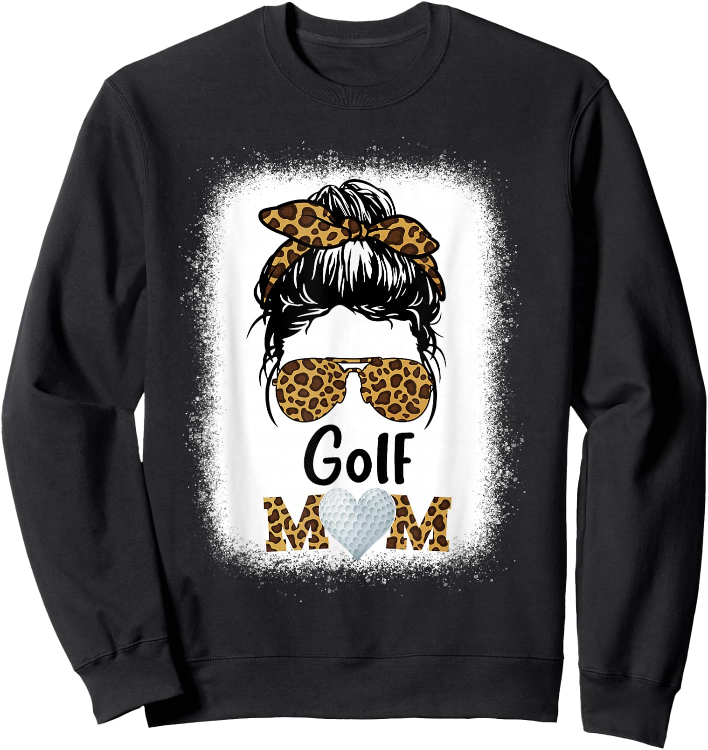 Golf Mom Bleached Leopard Cheetah Print Women Mama Funny Sweatshirt - Sweatshirt | Black