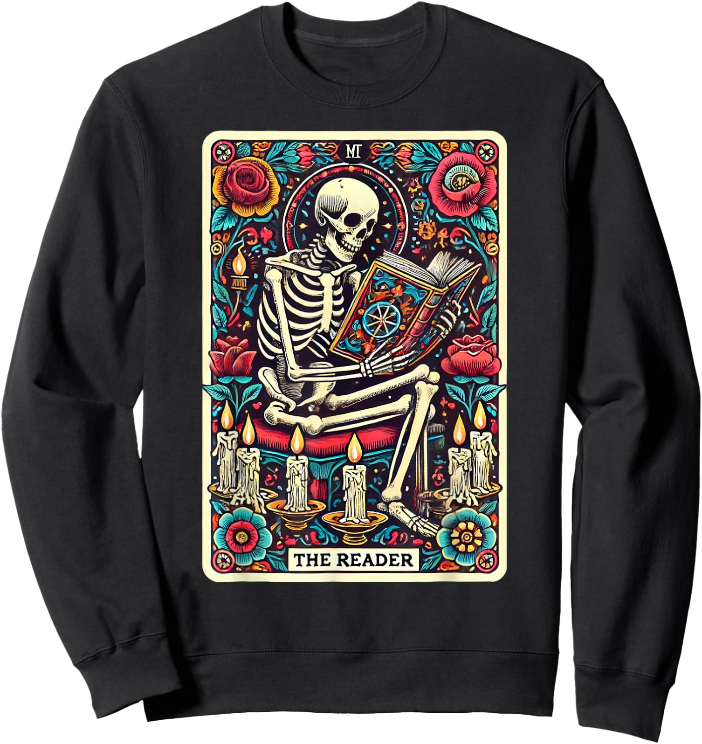 The Reader Book Lover Skeleton Tarot Card Reading Readers Sweatshirt - Sweatshirt | Black