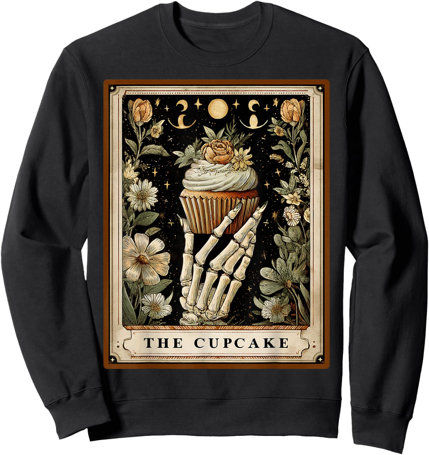 The Cupcake Baker Baking Tarot Card Skeleton Witchy Sweatshirt - Sweatshirt | Black