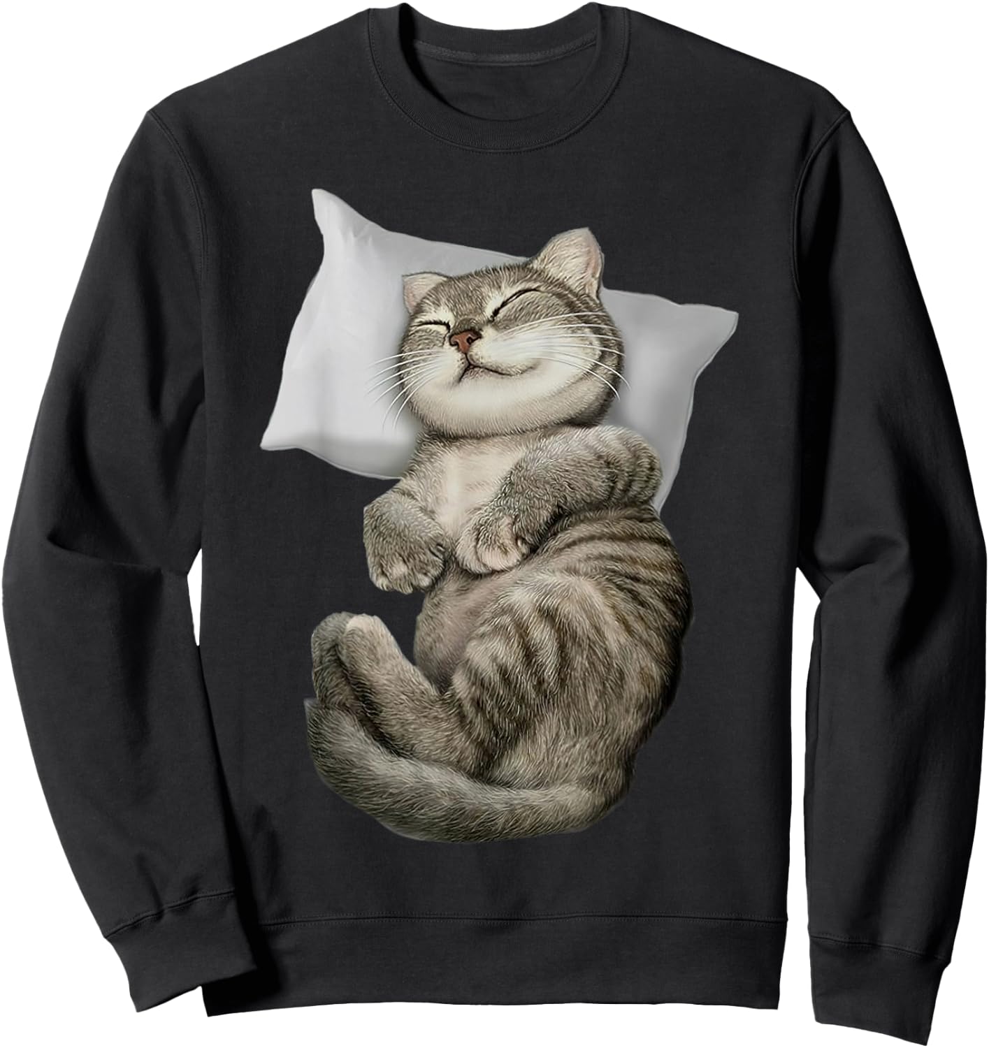Cat Sleeping On Pillow Cute Cat Sleeping Angel Women Sweatshirt - Sweatshirt | Black