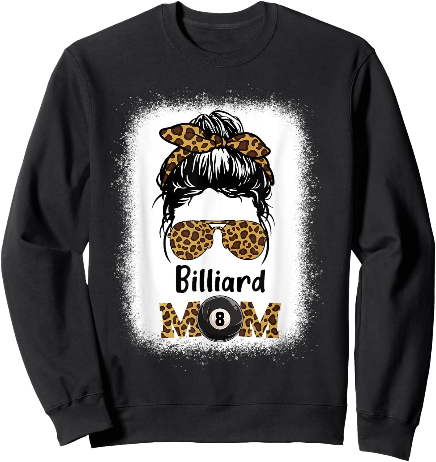 Billard Mom Bleached Leopard Print Pool Balls Player Women Sweatshirt - Sweatshirt | Black