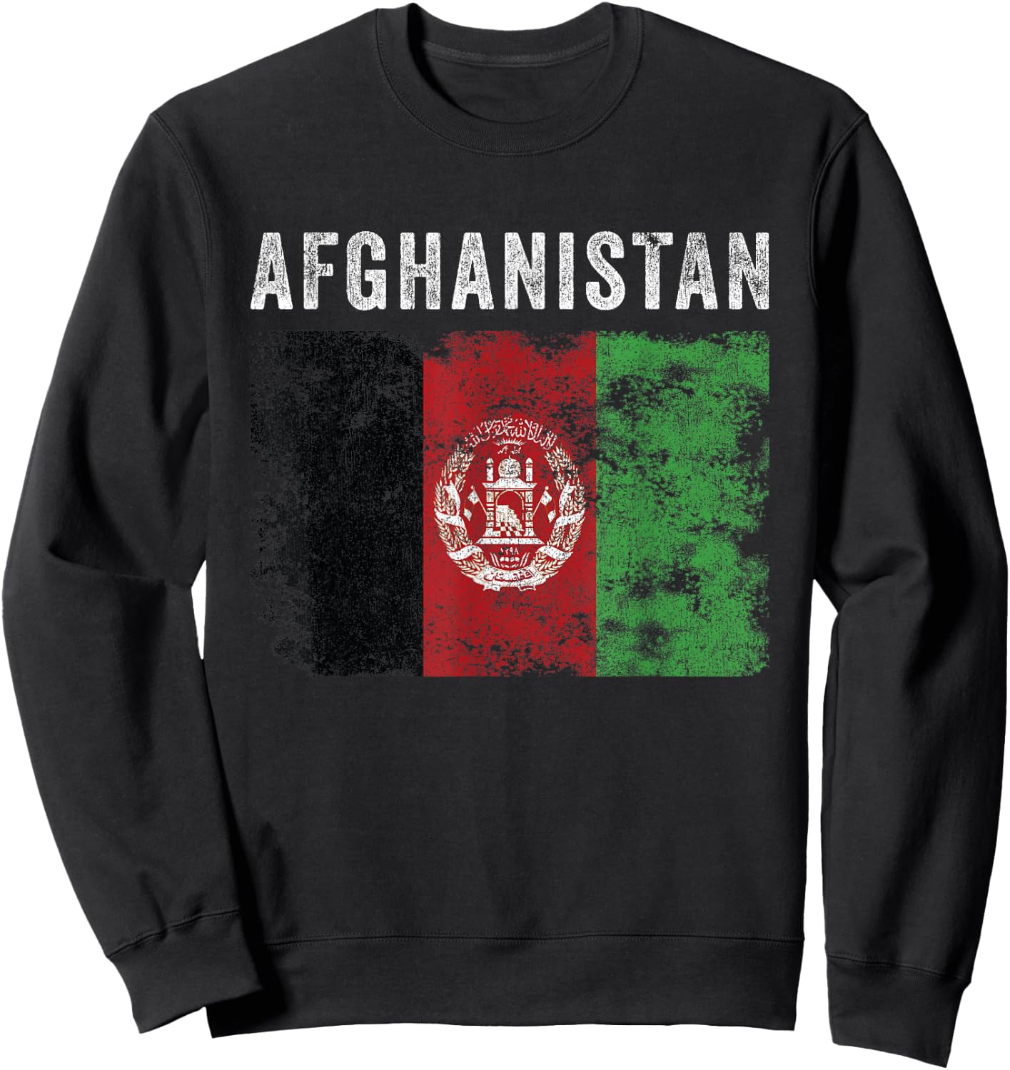 Afghanistan Flag Distressed - Men Women Kids - Afghan Flag Sweatshirt - Sweatshirt | Black