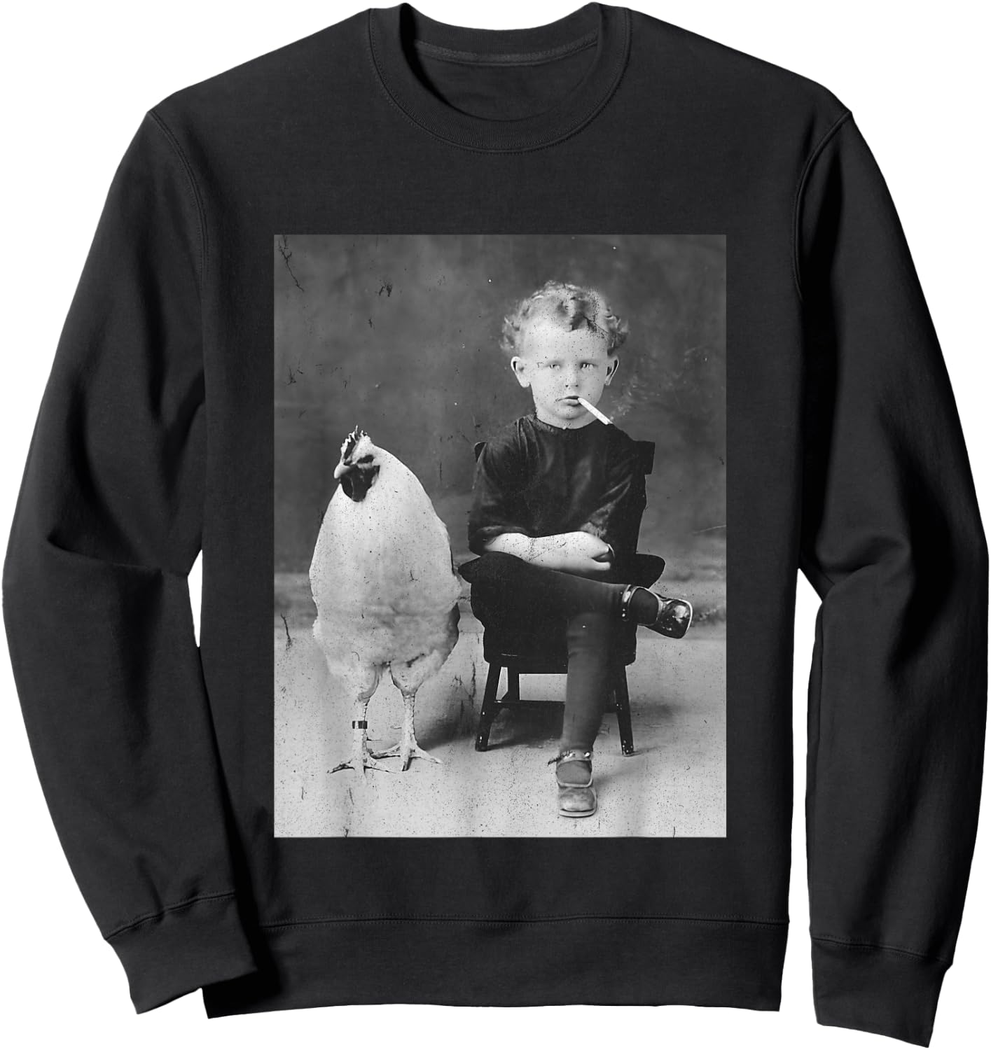 Smoking Boy With Chicken Vintage Bizarre Weird Sweatshirt - Sweatshirt | Black