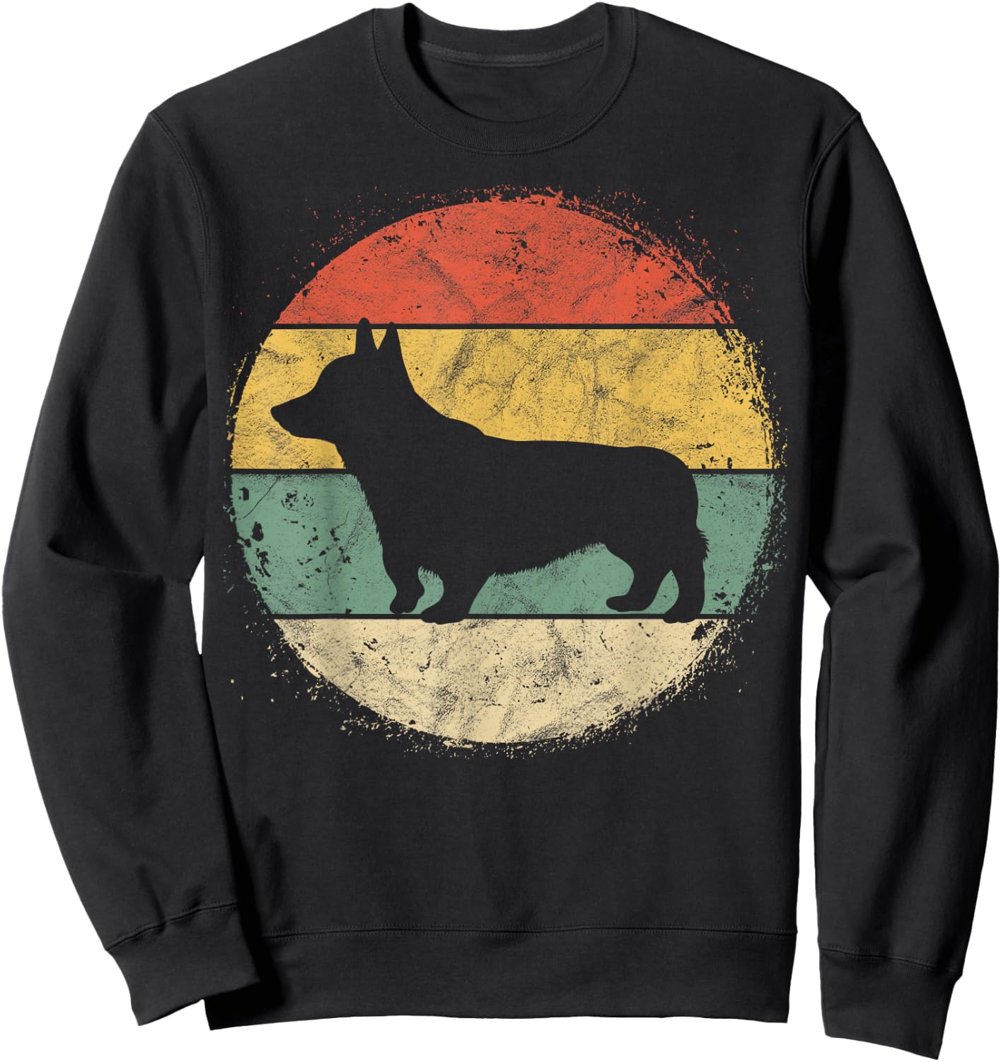 Circular Retro Corgi Owner Gift Welsh Corgi Dad Pet Mom Sweatshirt - Sweatshirt | Black