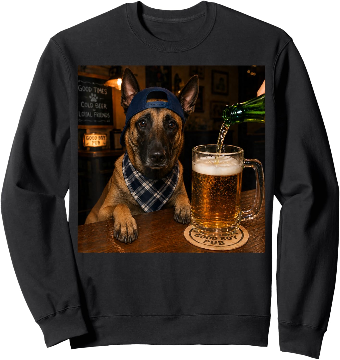 Belgian Malinois Drinking Beer Funny Dog Meme Sweatshirt - Sweatshirt | Black