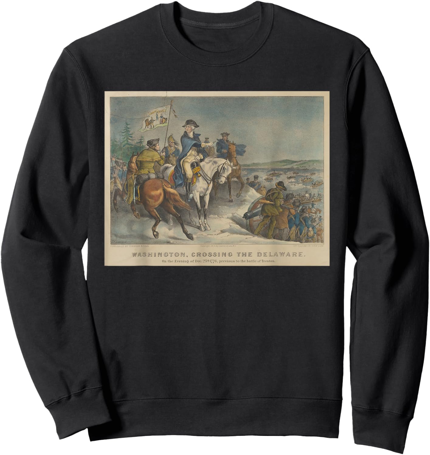 General Washington Crossing the Delaware River Sweatshirt - Sweatshirt | Black