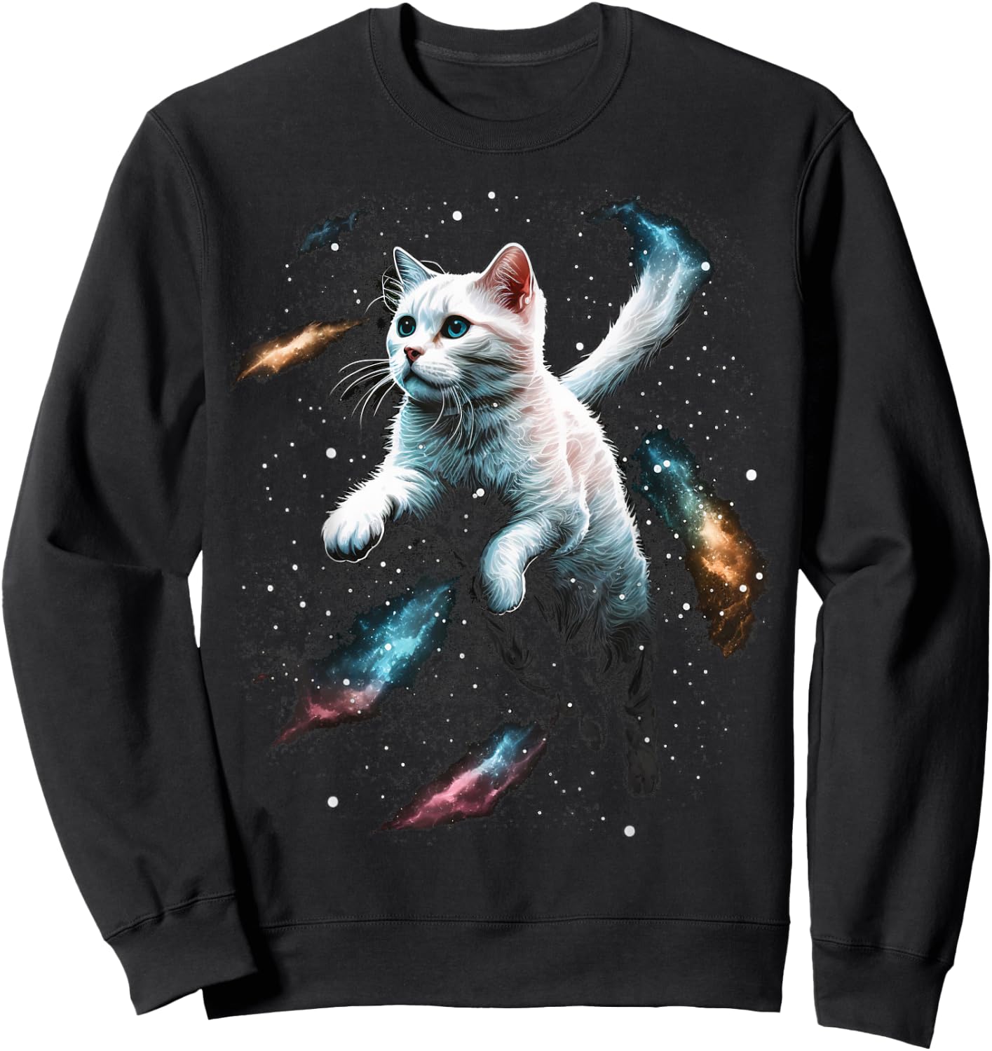 Astronaut Cat or Funny Space Cat on Galaxy Cat Lover Men Women Kids Sweatshirt - Sweatshirt | Black