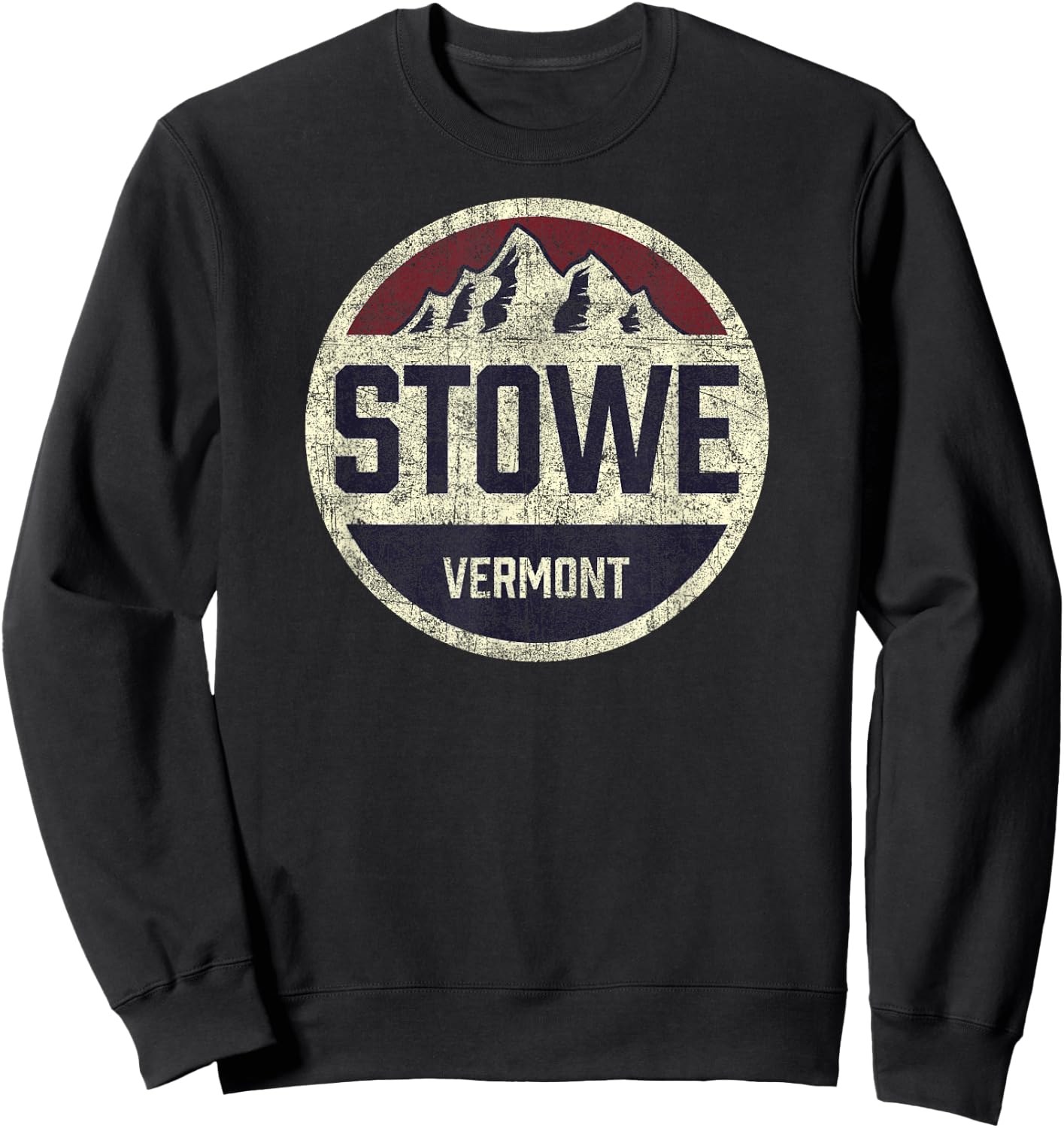 Vintage Retro Stowe Vermont Mountain Circle Ski Sweatshirt - Sweatshirt | Black