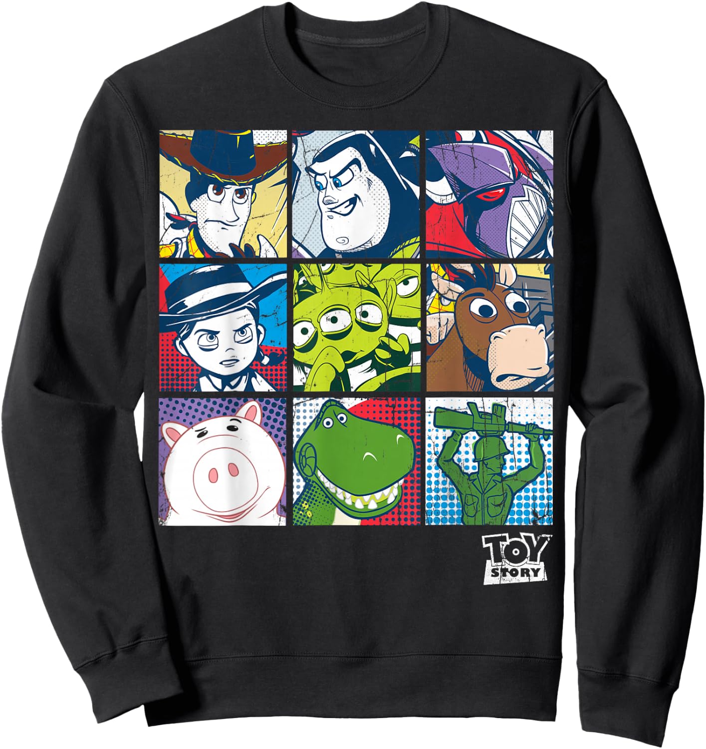 Disney Pixar Toy Story Vintage Faded Retro Character Box Up Sweatshirt - Sweatshirt | Black