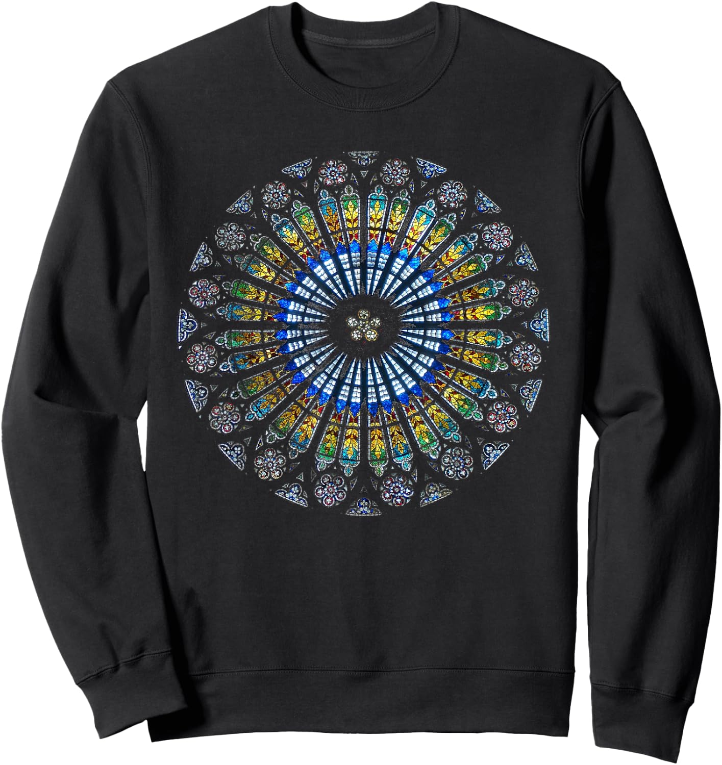 Strasbourg Cathedral France Mandala Stained Glass Window Art Sweatshirt - Sweatshirt | Black