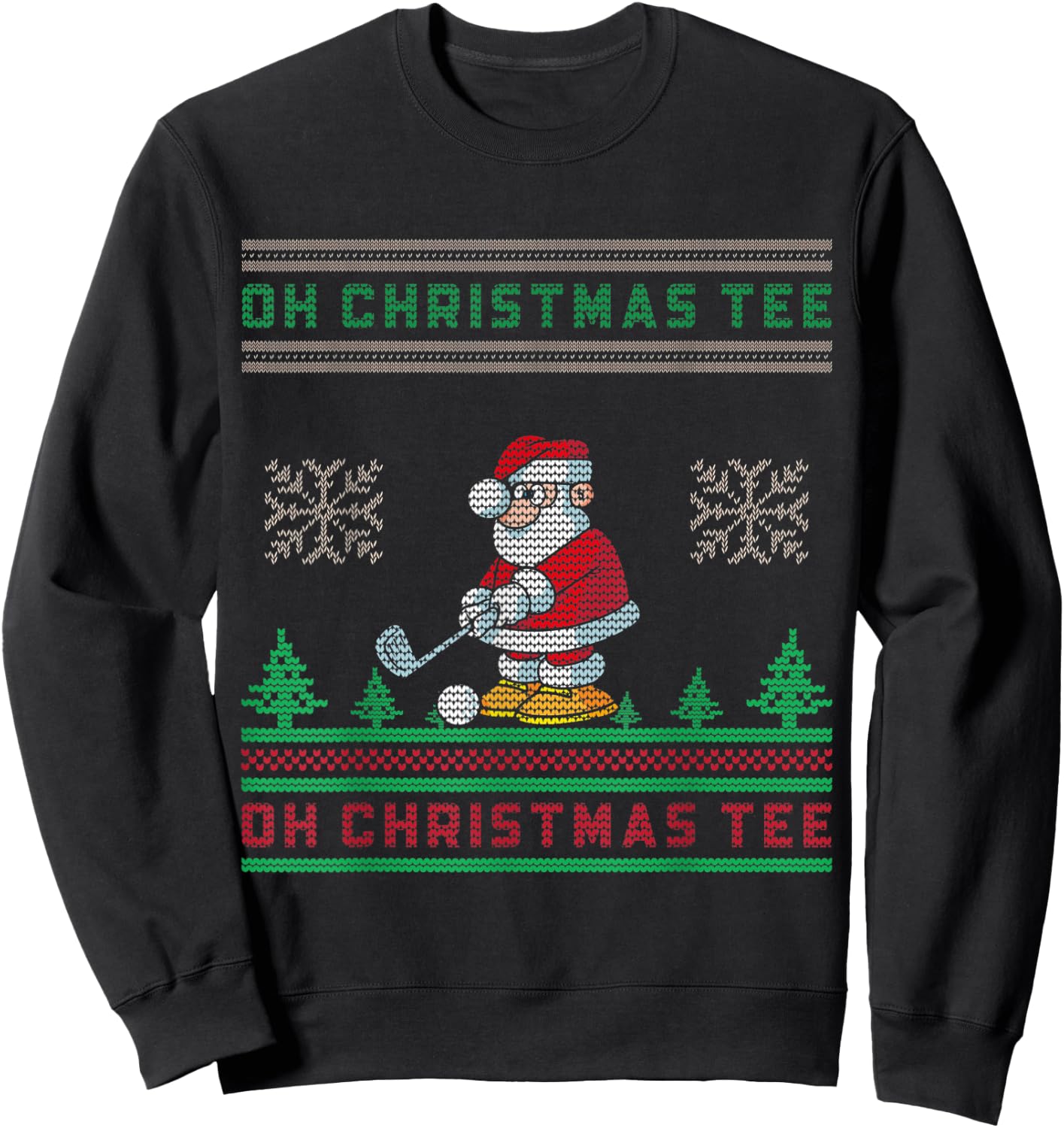 Oh Christmas Funny Santa Claus Playing Golf Sweatshirt - Sweatshirt | Black