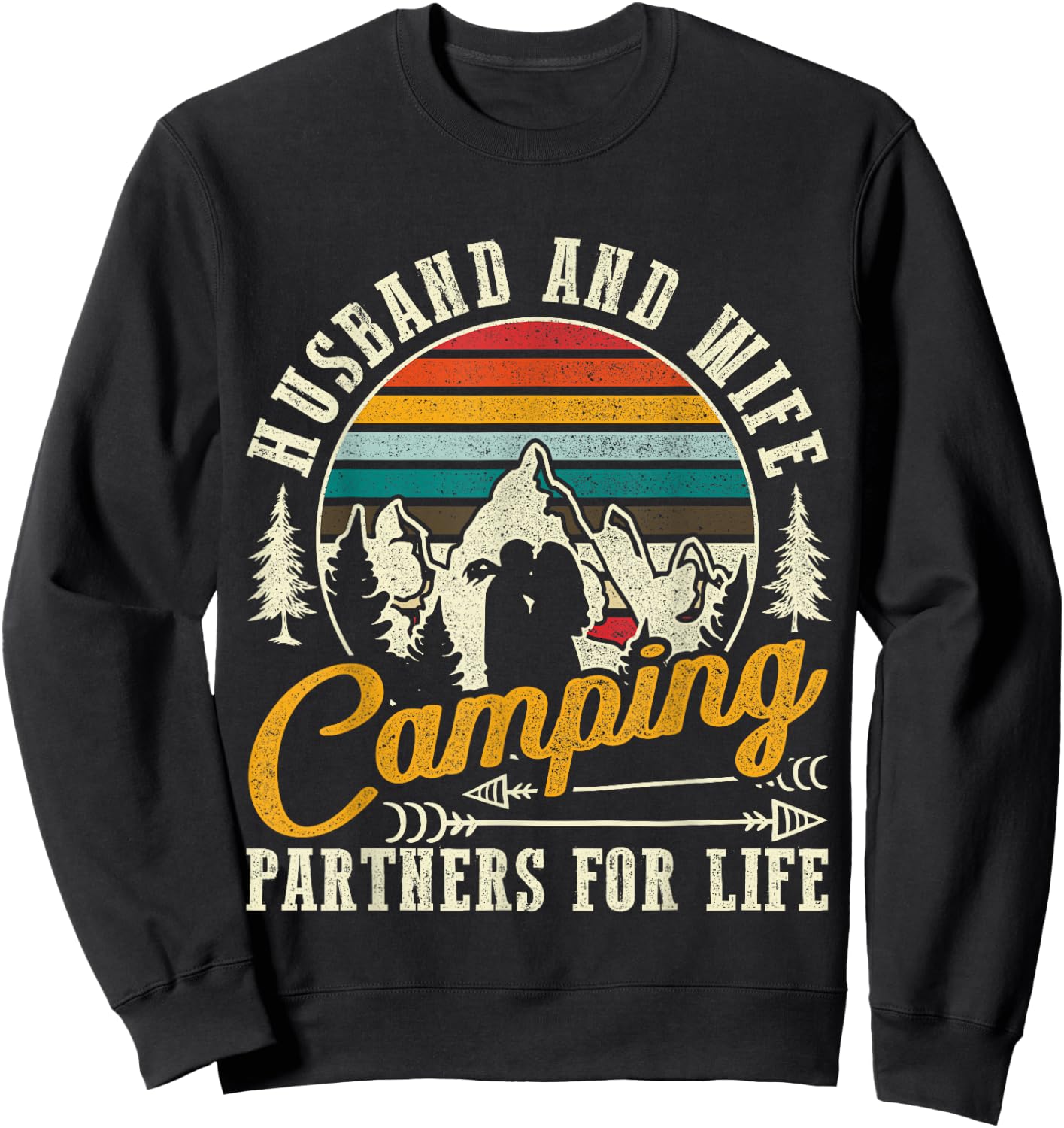 Husband And Wife Camping Partners For Life Sweet Sweatshirt - Sweatshirt | Black