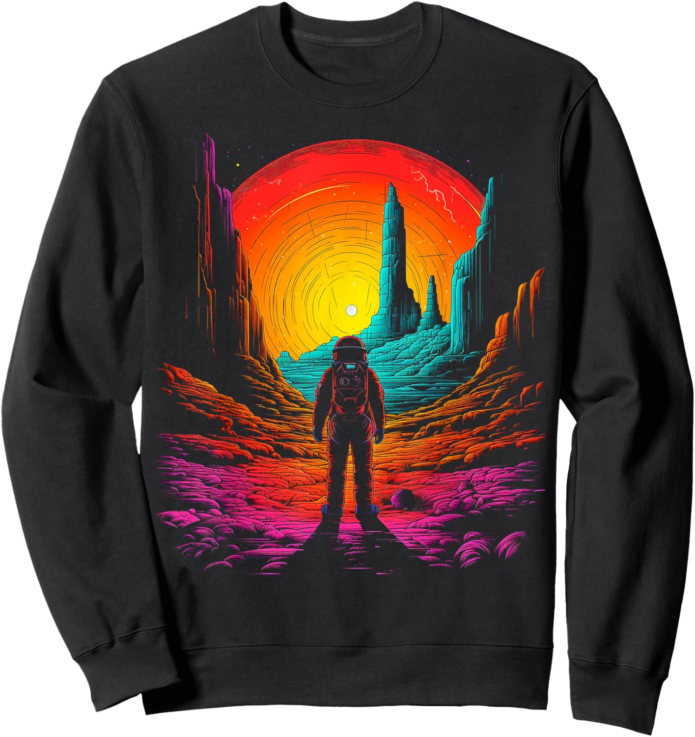 Astronaut Mountains Space Astronaut Sweatshirt - Sweatshirt | Black