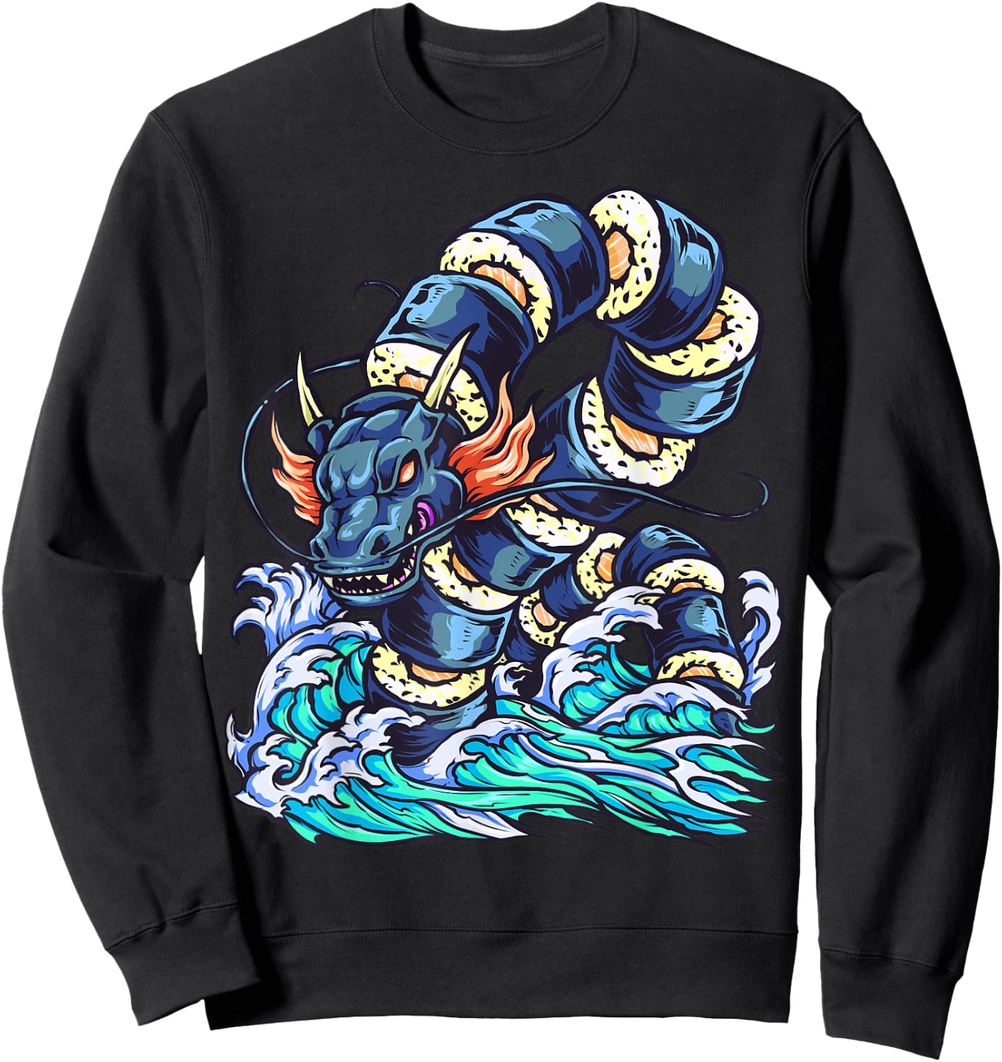 Sushi Dragon Sushi Lover Sushi Restaurant Japanese Art Sweatshirt - Sweatshirt | Black