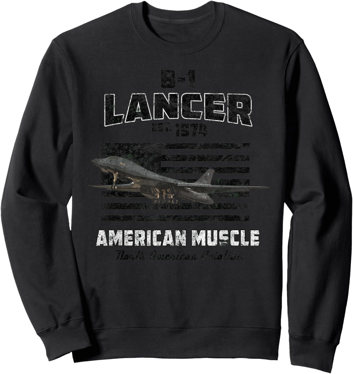 B-1 Lancer Bomber Airplane American Muscle Sweatshirt - Sweatshirt | Black