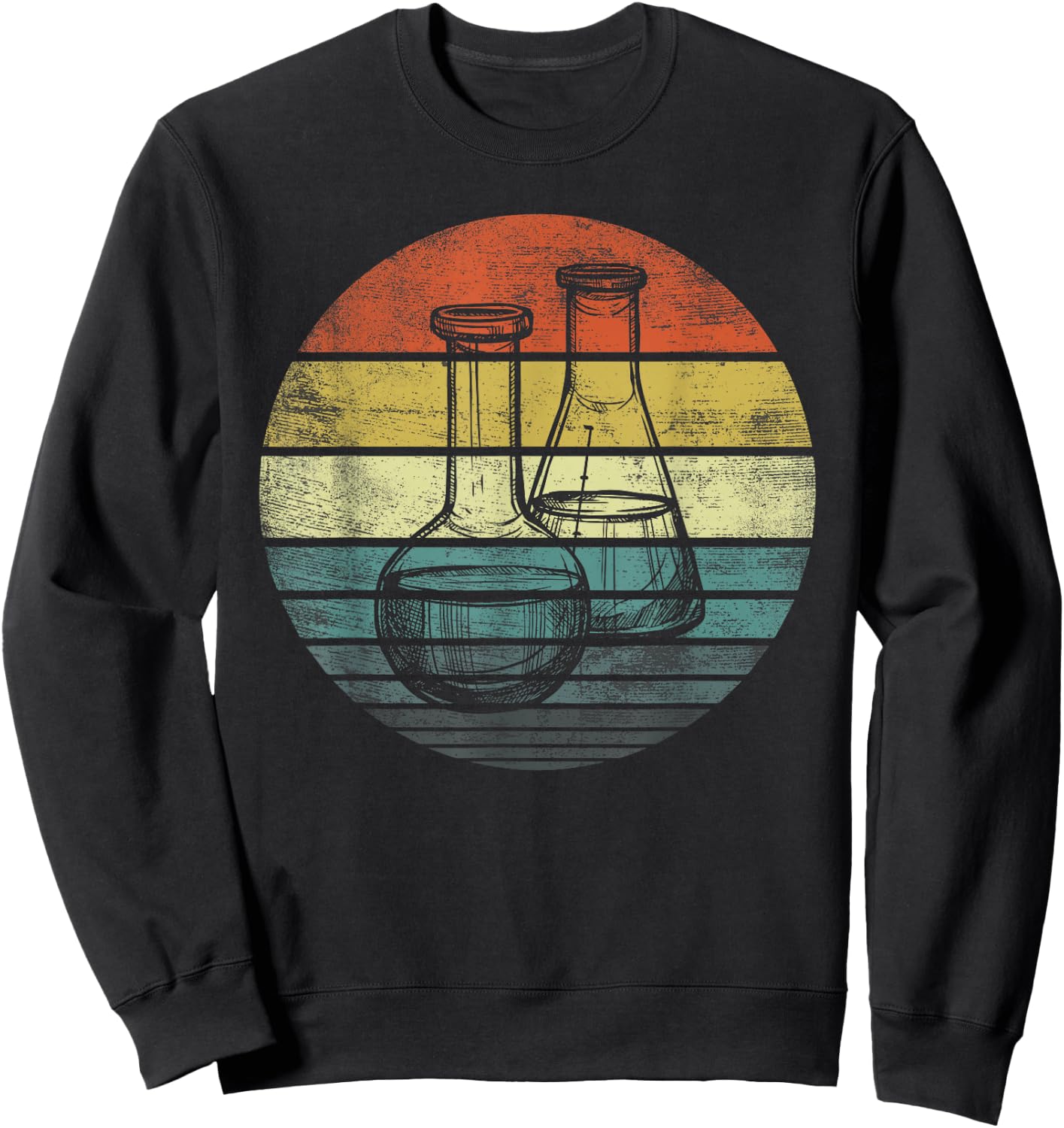 Chemist Gift Retro Sunset Laboratory Flask Chemistry Science Sweatshirt - Sweatshirt | Black