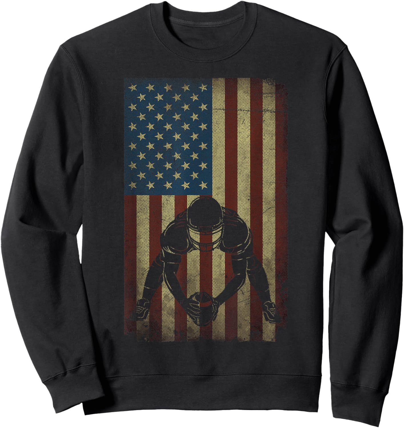 Football Center Snapper American Flag USA Sweatshirt - Sweatshirt | Black
