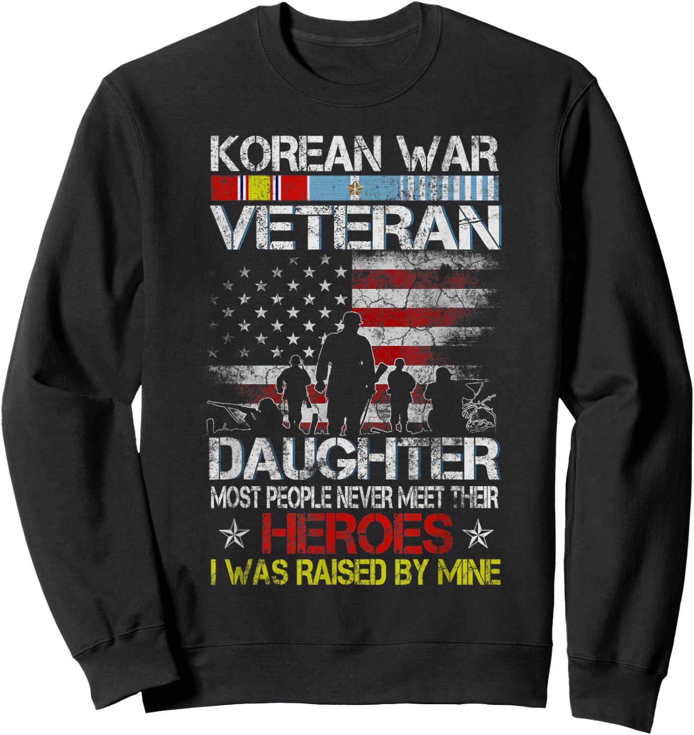 Korean War Veteran Daughter Flag Gift Daughter Sweatshirt - Sweatshirt | Black