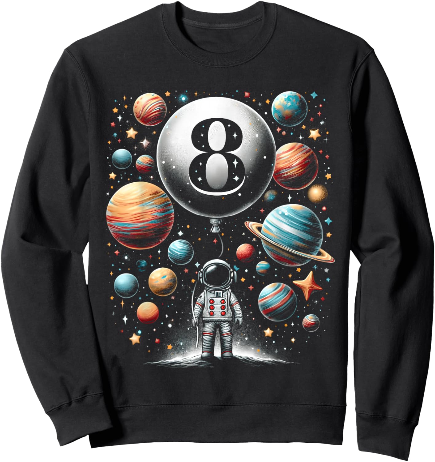 Eight 8 Year Old Astronauts 8th Birthday Boys Space Geeks Sweatshirt - Sweatshirt | Black