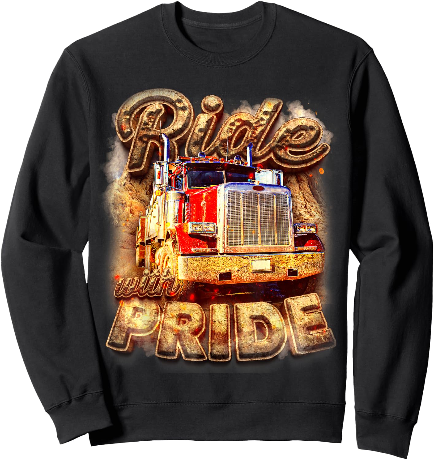 Trucker Lorry 18 Wheeler Highway Truck Driver CDL Trailer Sweatshirt - Sweatshirt | Black