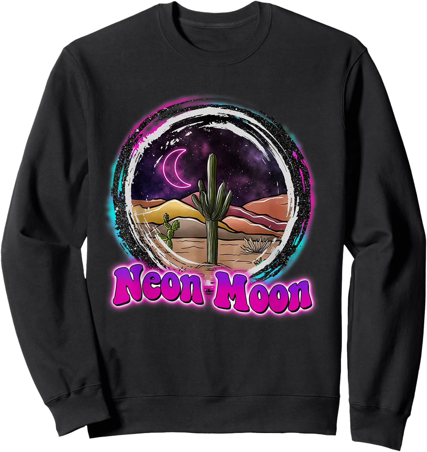 Neon-Moon Country Retro Western 80s 90 Cactus Sweatshirt - Sweatshirt | Black