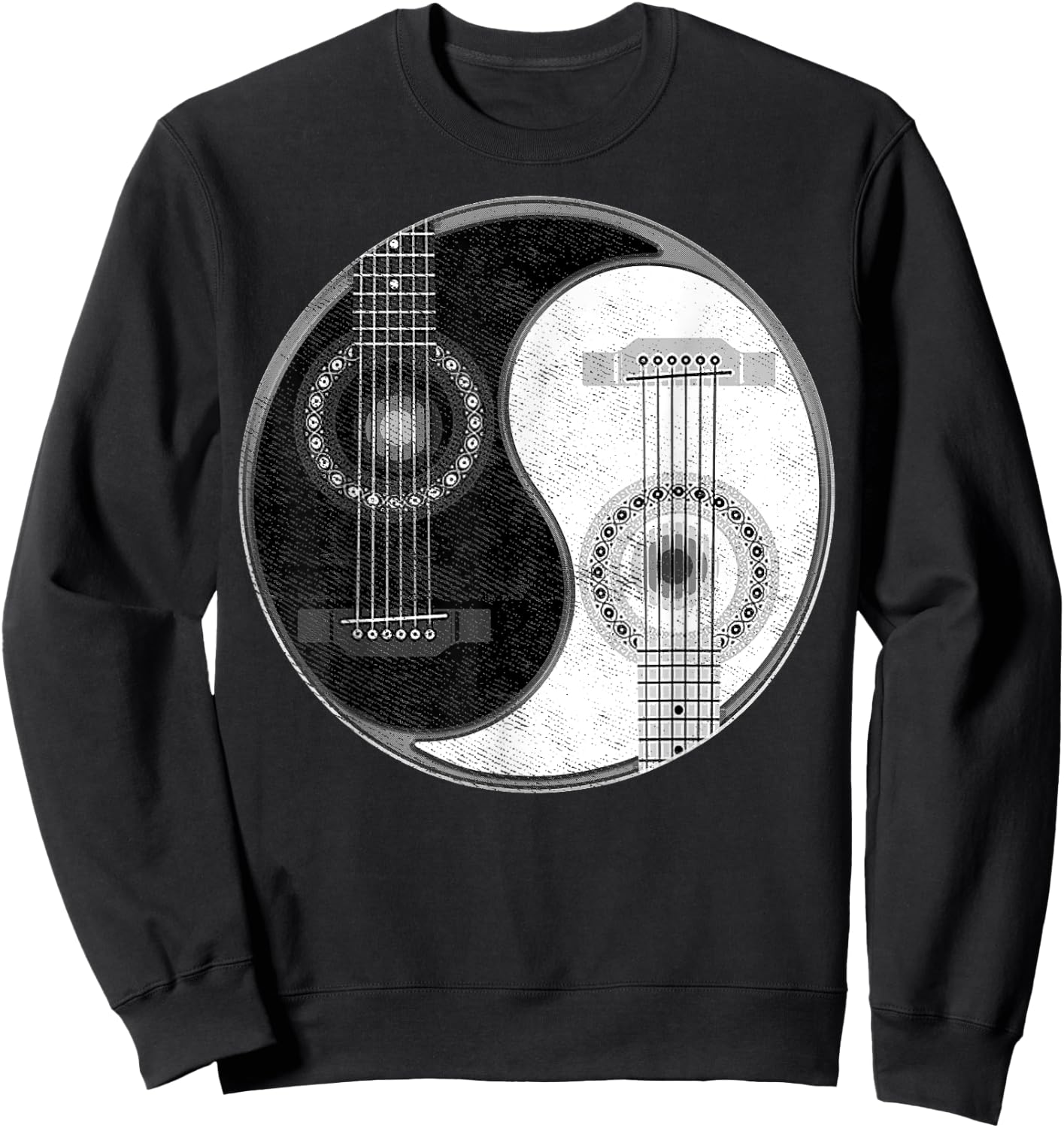 Yin Yang Guitar Player Guitarist Classical Bass Acoustic Sweatshirt - Sweatshirt | Black