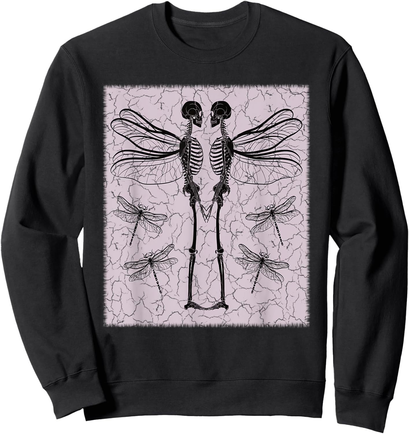 Skeleton Fairy Dragonfly Grunge Fairycore Aesthetic Goth Gothic Sweatshirt - Sweatshirt | Black