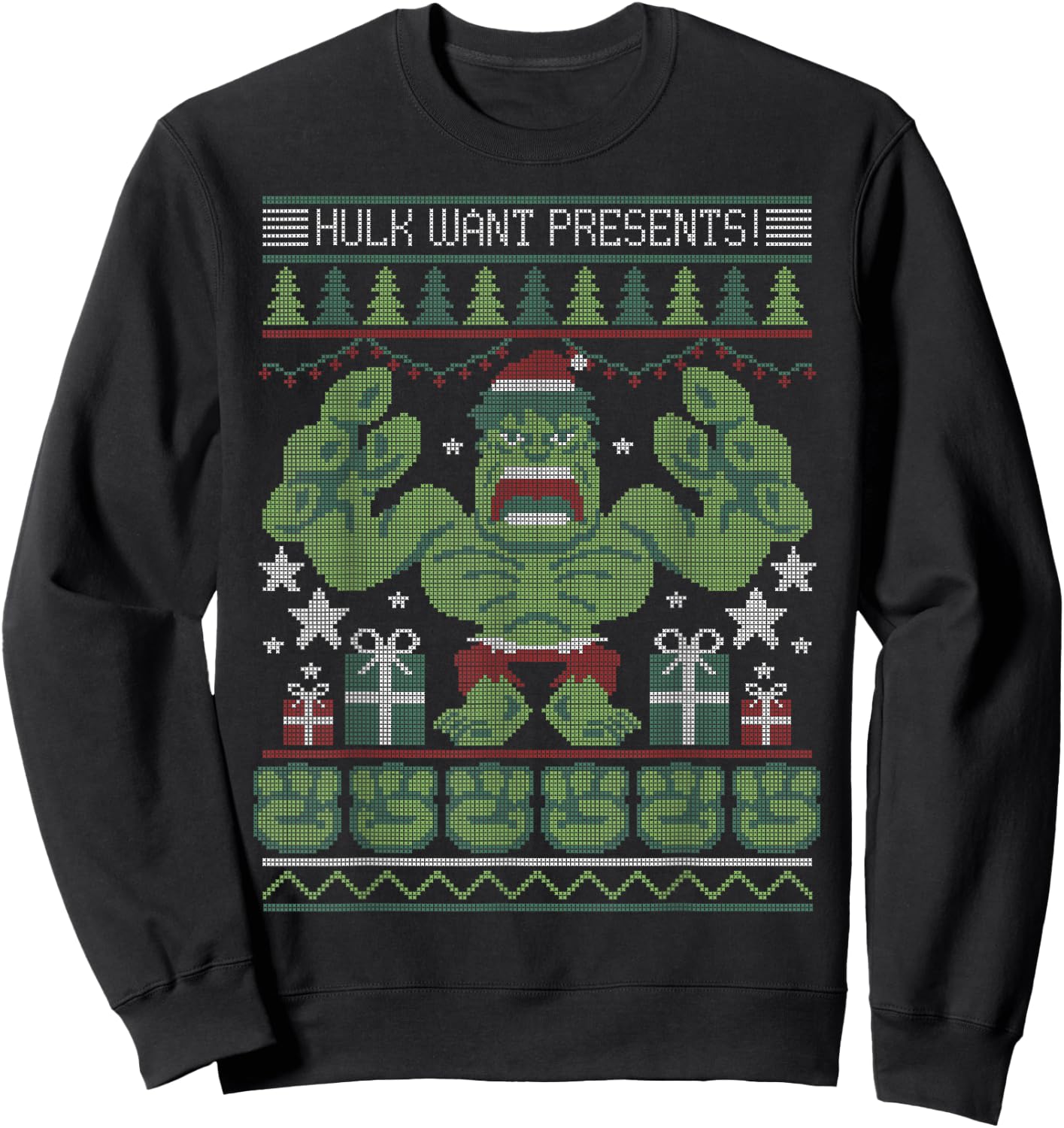Marvel Hulk Want Presents Christmas Sweatshirt - Sweatshirt | Black