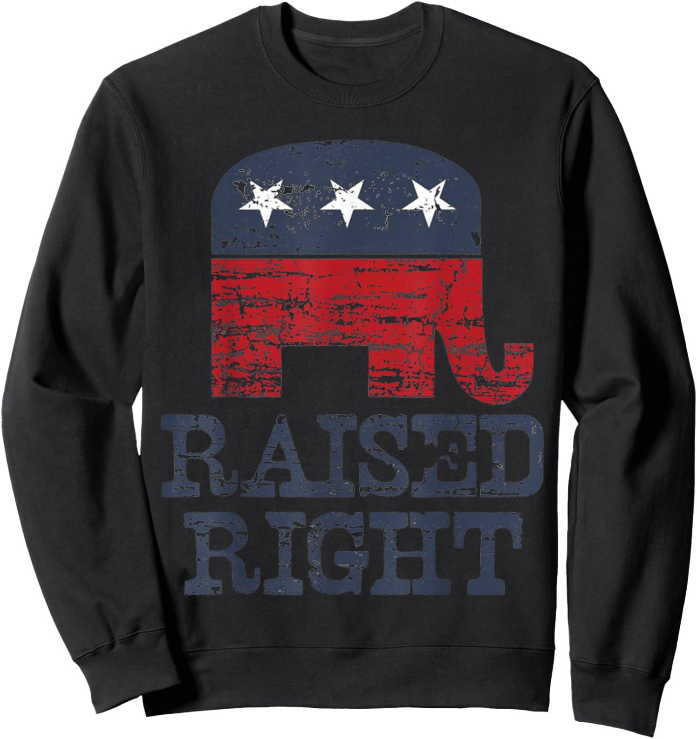 Raised Right Elephant Retro Style Sweatshirt - Sweatshirt | Black