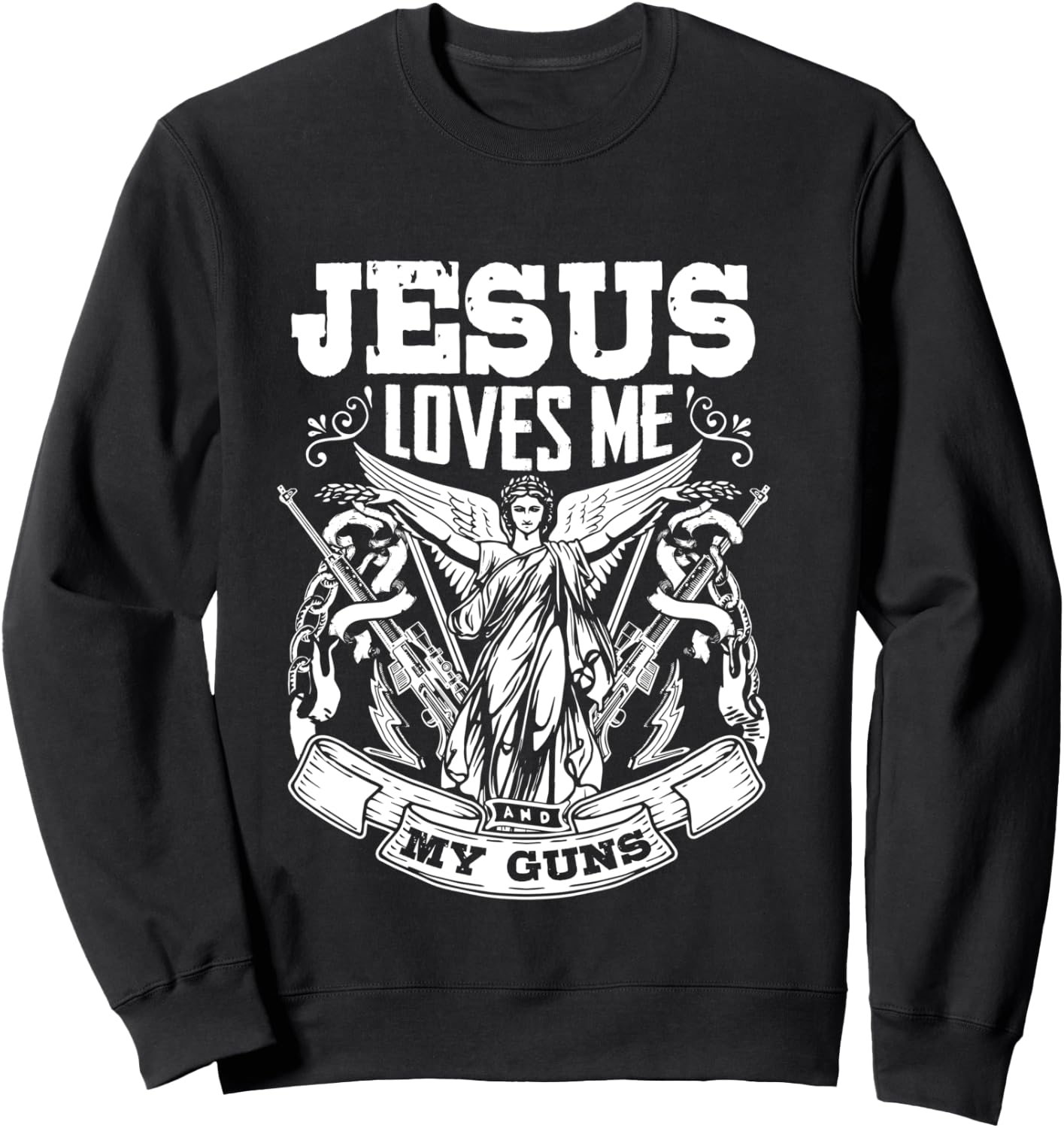 Pro Gun Jesus Loves Me And My Guns Shirt Sweatshirt - Sweatshirt | Black