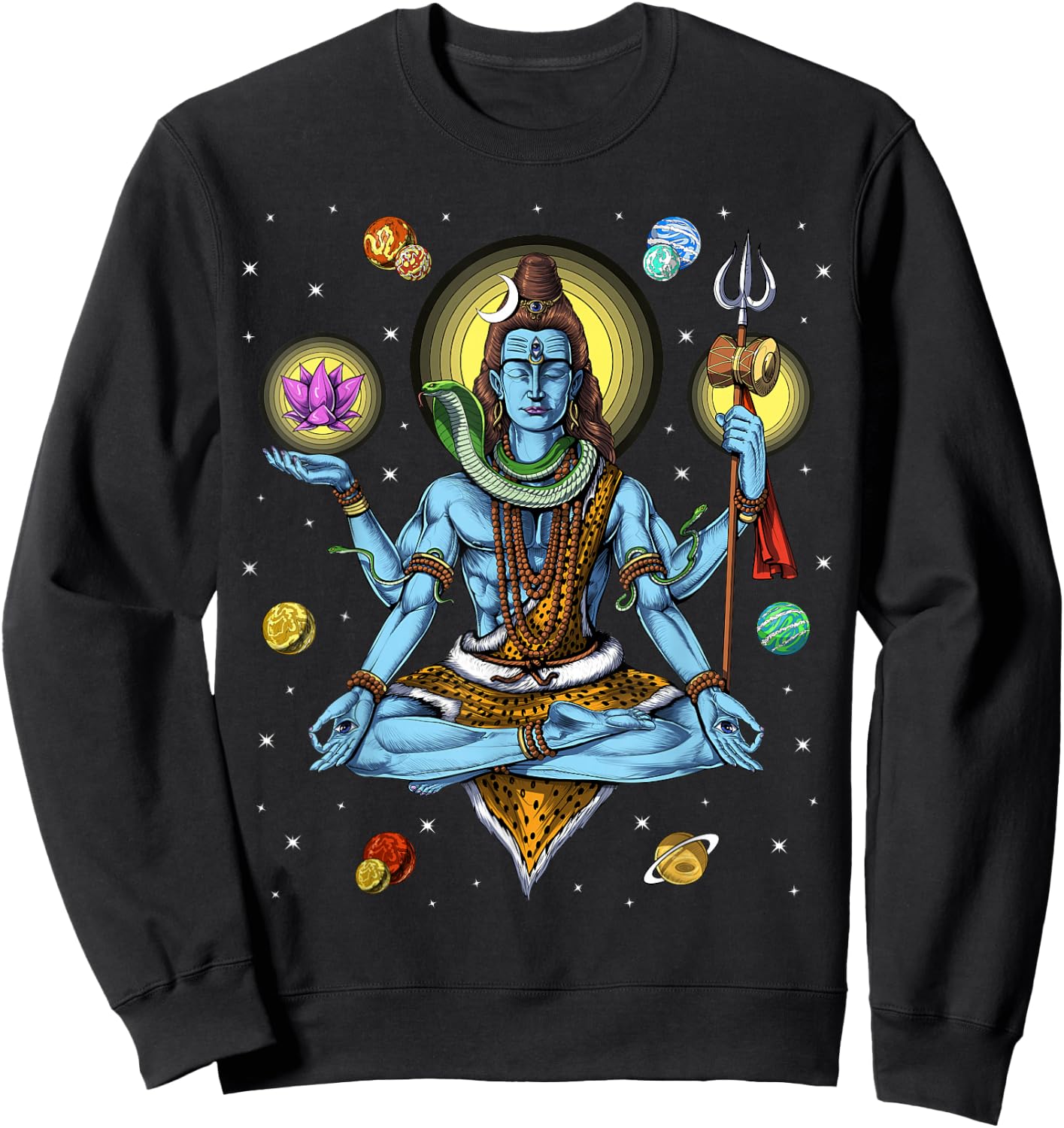 Shiva Hindu God Zen Yoga Meditation Hinduism Spiritual Sweatshirt - Sweatshirt | Black