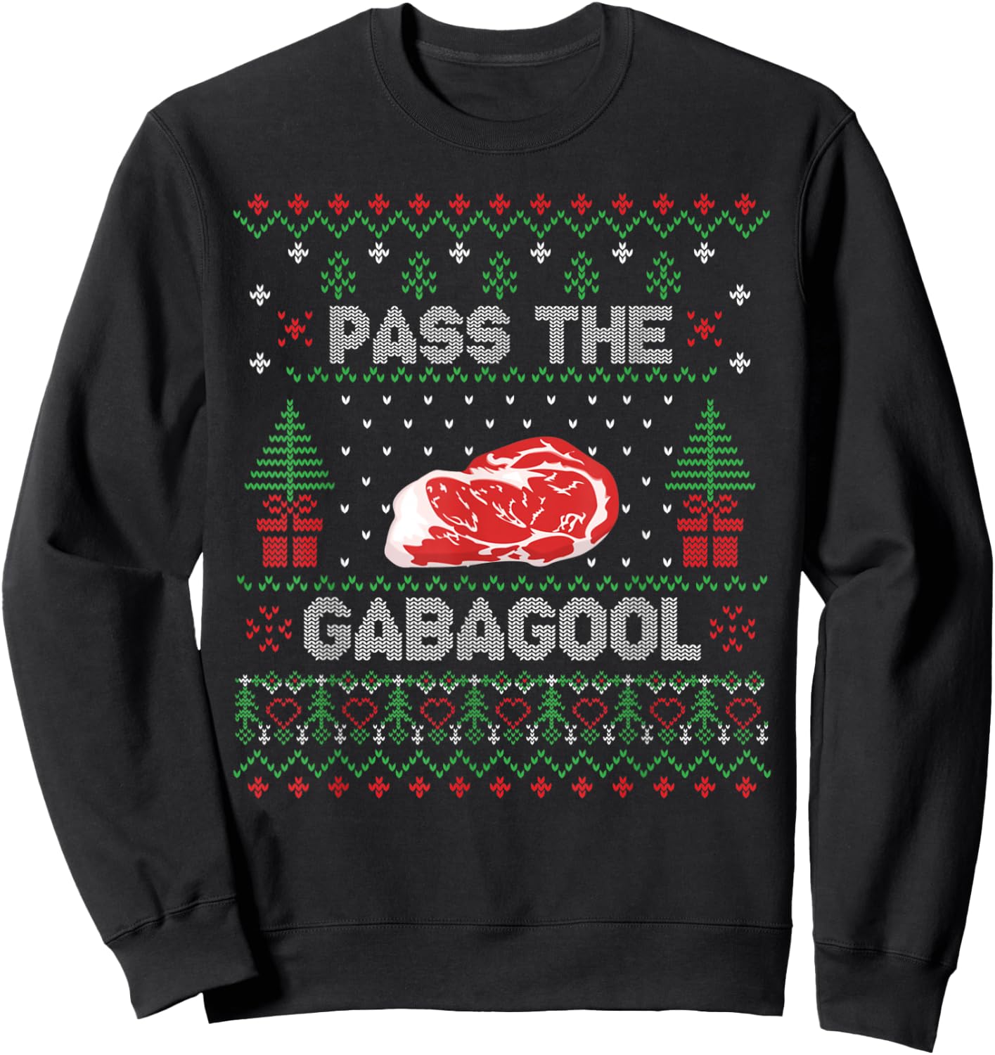 Pass the Gabagool Tacky Ugly Christmas Sweater Women Sweatshirt - Sweatshirt | Black