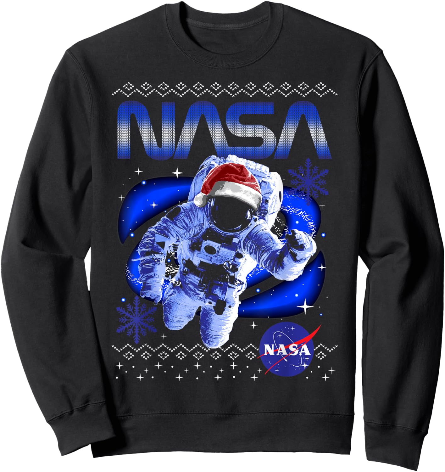NASA Astronaut Santa Hat Logo Ugly Sweater Sweatshirt - Sweatshirt | Black