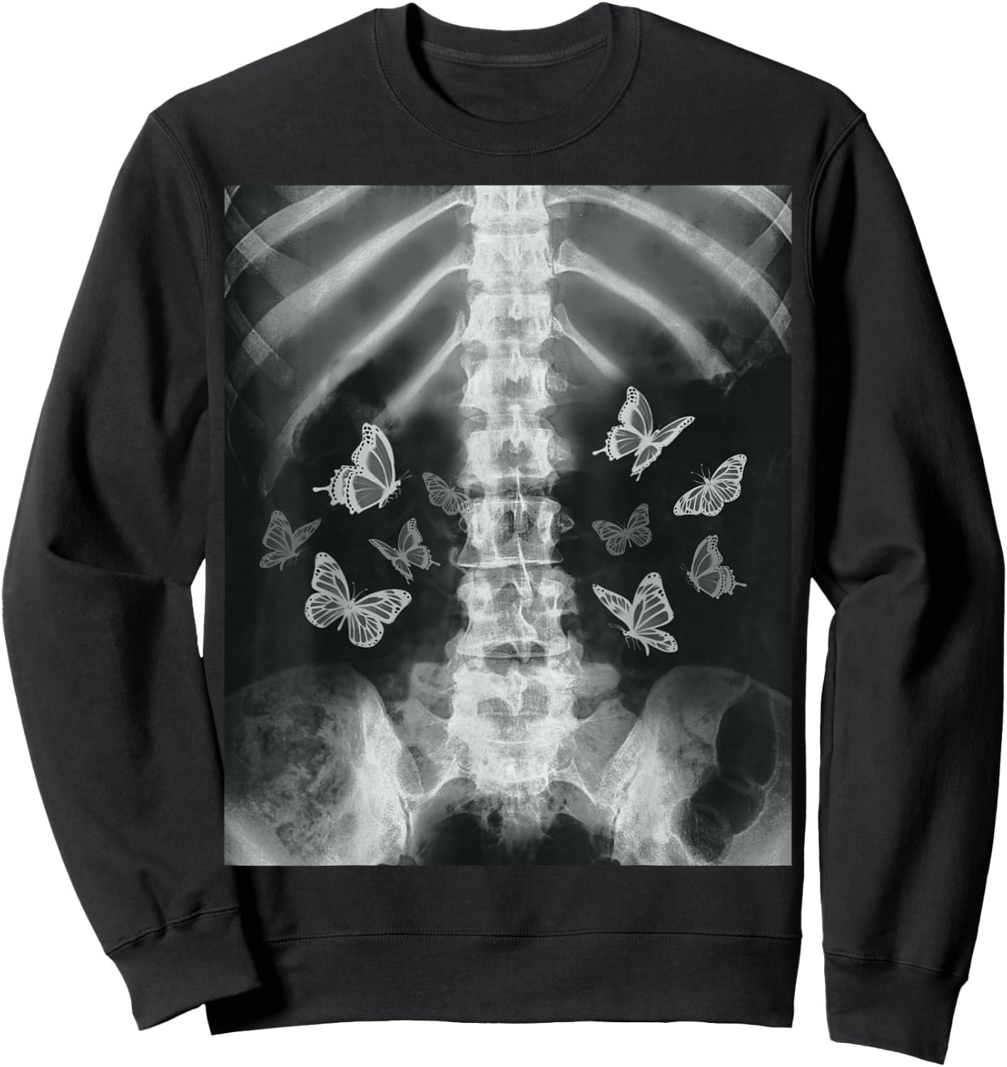 Skeleton Xray Butterfly Egirl y2k Harajuku Dark Grunge Edgy Sweatshirt - Sweatshirt | Black