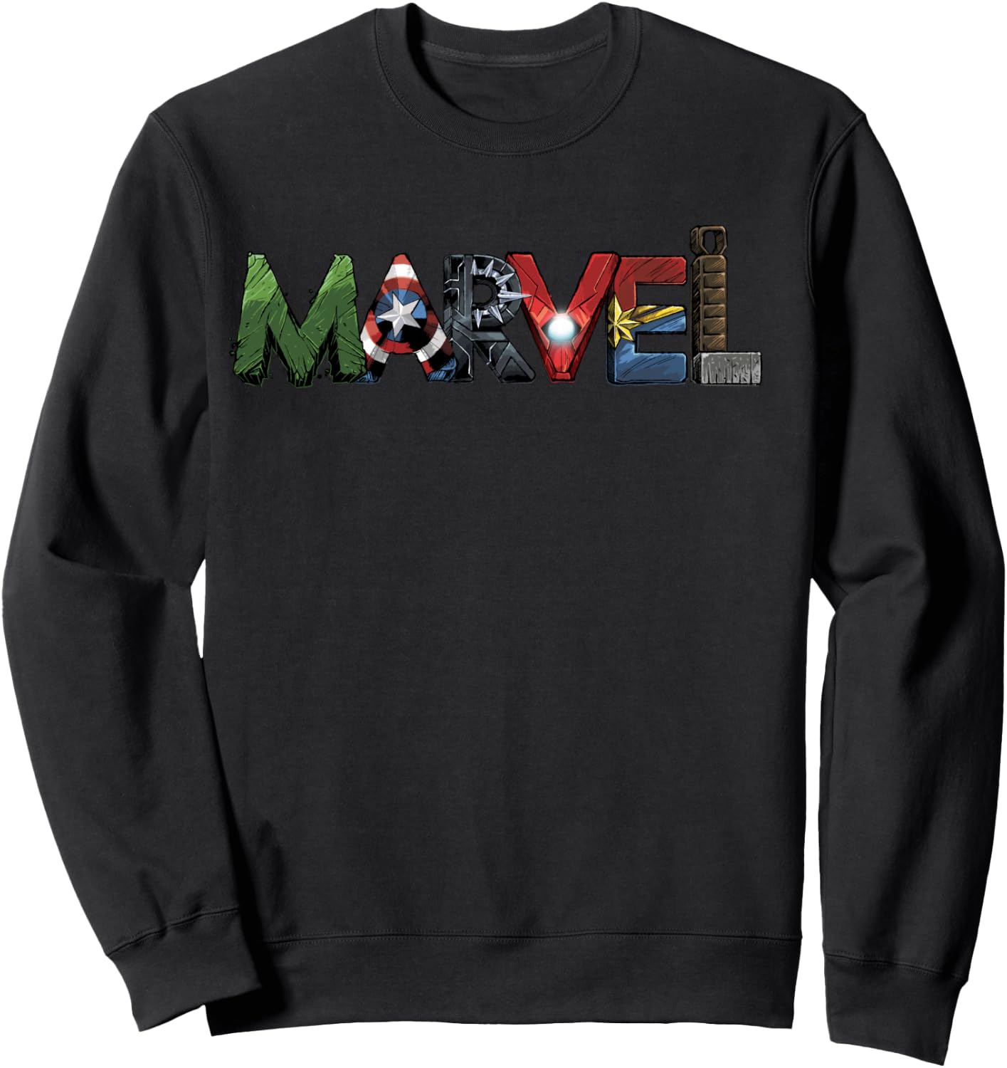 Marvel Avengers Character Text Portrait Sweatshirt - Sweatshirt | Black