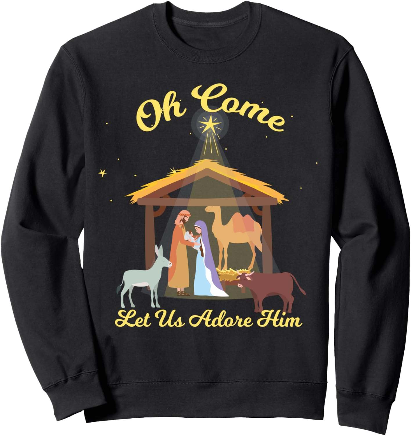 Let us Adore Him - Christmas Advent Nativity Scene North Sweatshirt - Sweatshirt | Black