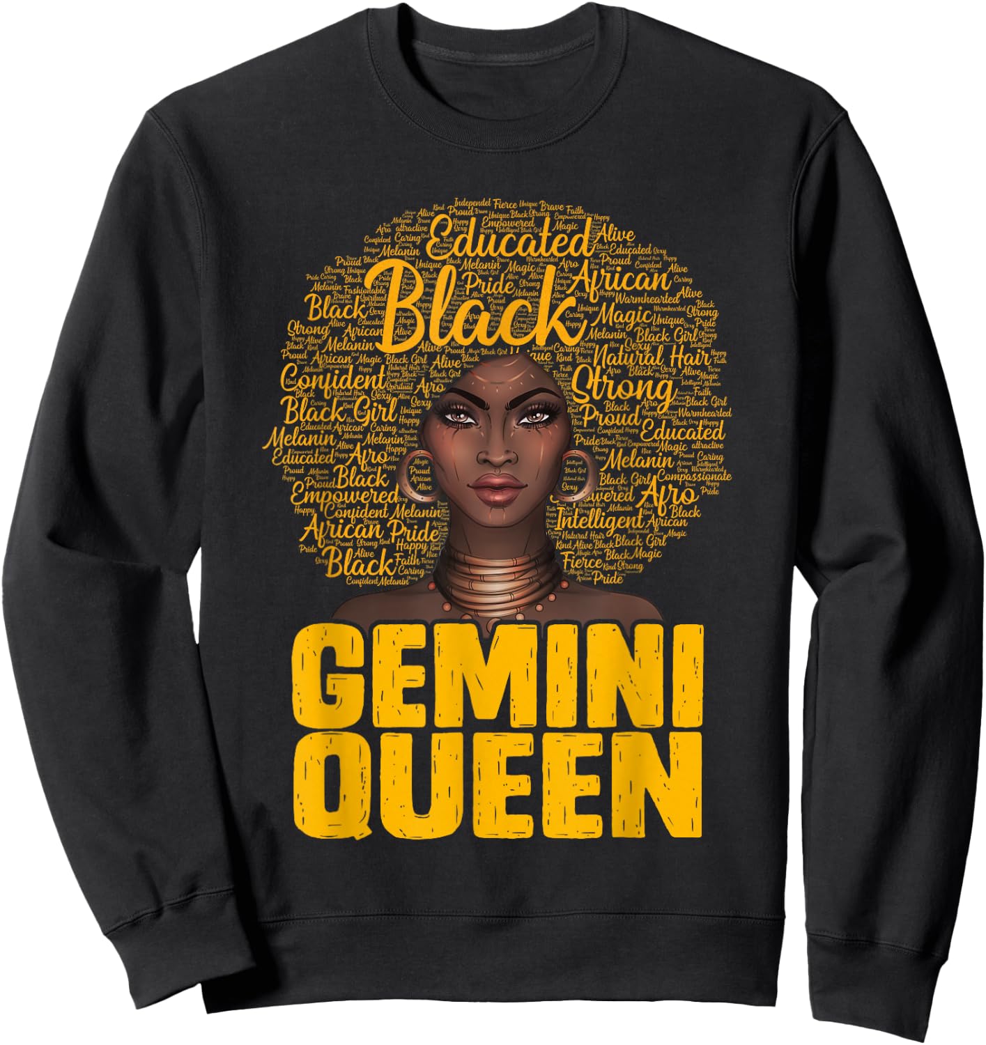 Gemini Queen Black Woman Afro Natural Hair African American Sweatshirt - Sweatshirt | Black