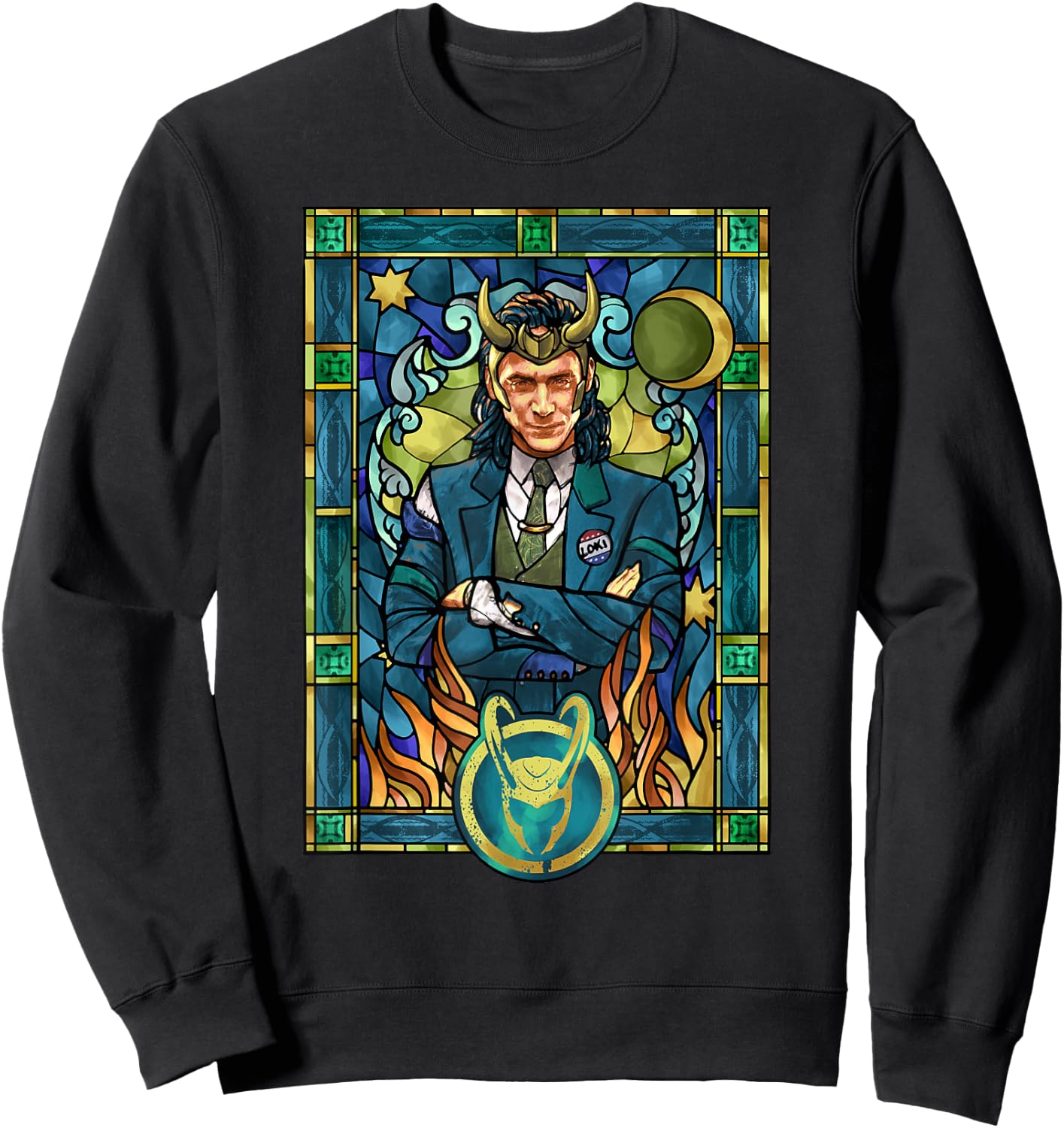 Marvel Loki Stained Glass Portrait Sweatshirt - Sweatshirt | Black