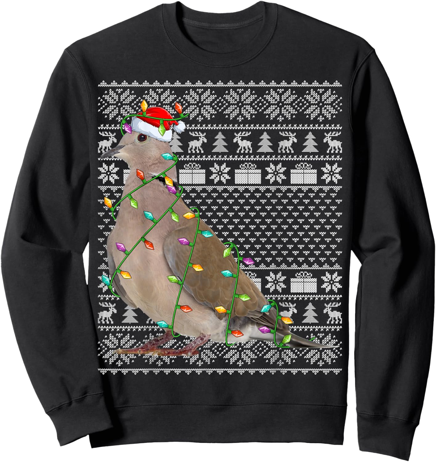 Mourning Dove Bird Lover Santa Ugly Mourning Dove Christmas Sweatshirt - Sweatshirt | Black