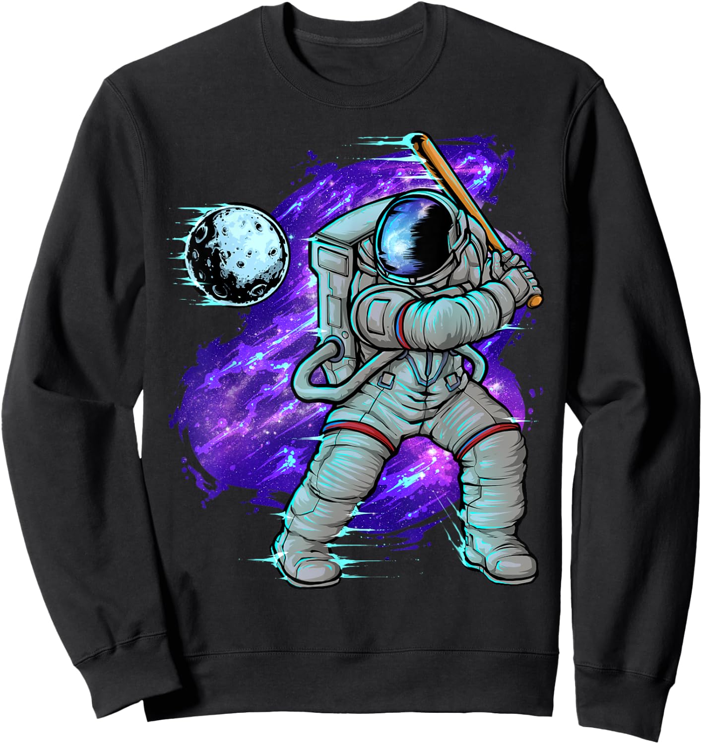 Astronaut Baseball Batter Outer Space Sweatshirt - Sweatshirt | Black