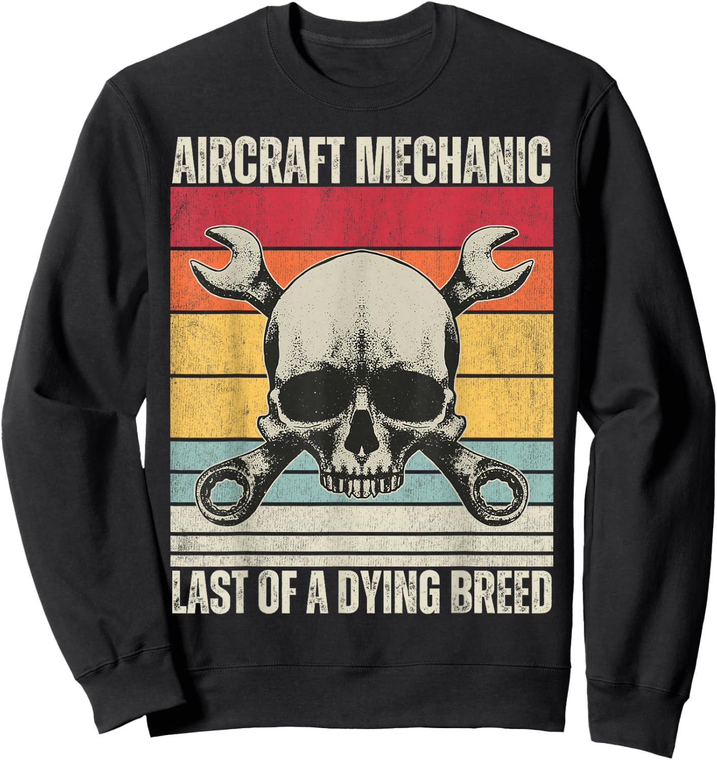 Aviation Mechanic Vintage Skull, Vintage Aircraft Mechanic Sweatshirt - Sweatshirt | Black