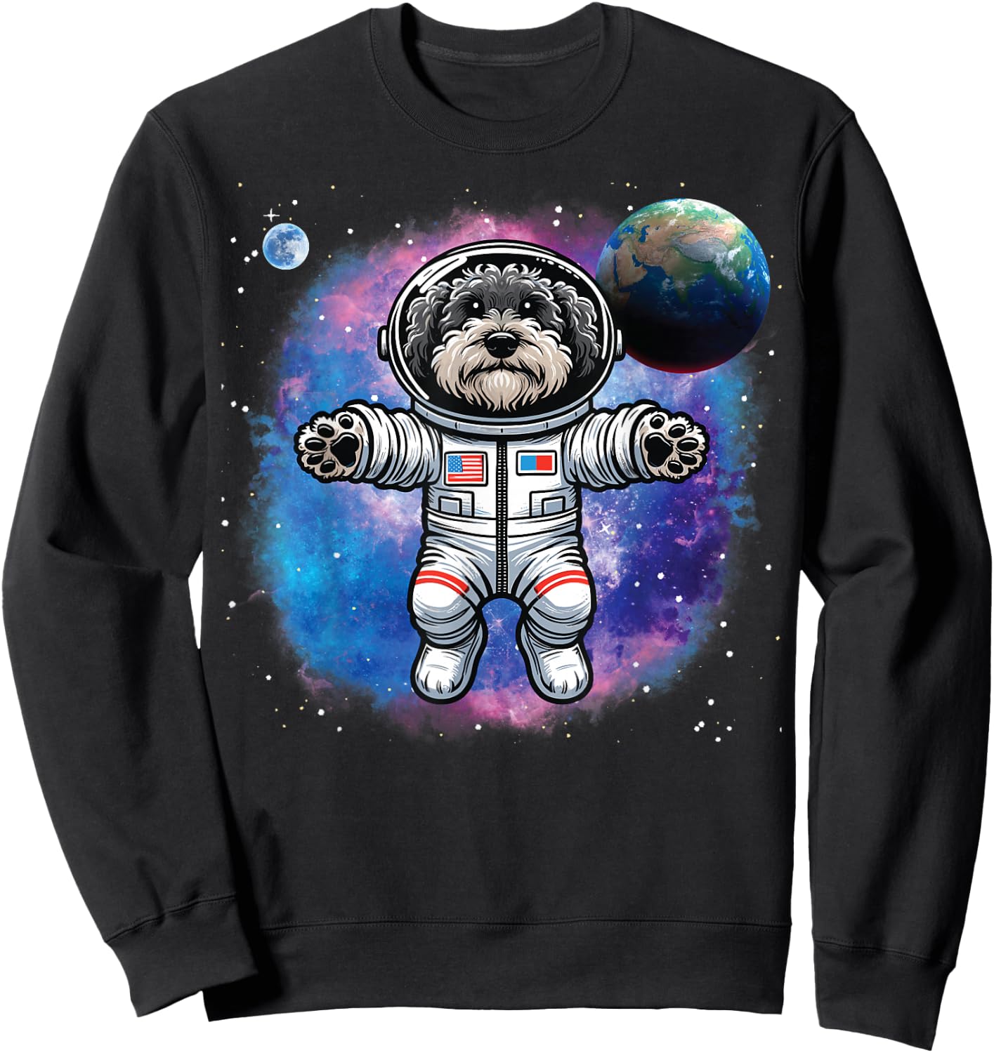 Schnoodle In Space, Astronaut Schnoodle Sweatshirt - Sweatshirt | Black
