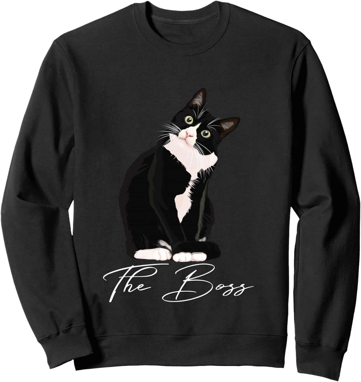 Boss Tuxedo Cat Lovers Funny Shirt for Mom Dad Gift Sweatshirt - Sweatshirt | Black